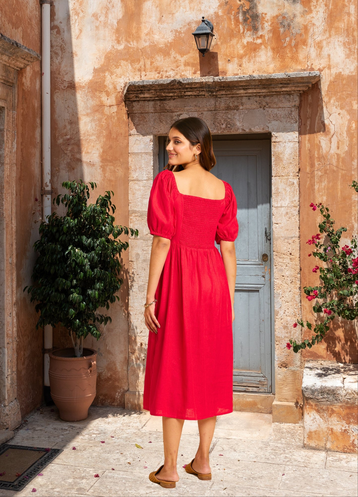 Red Linen Dress