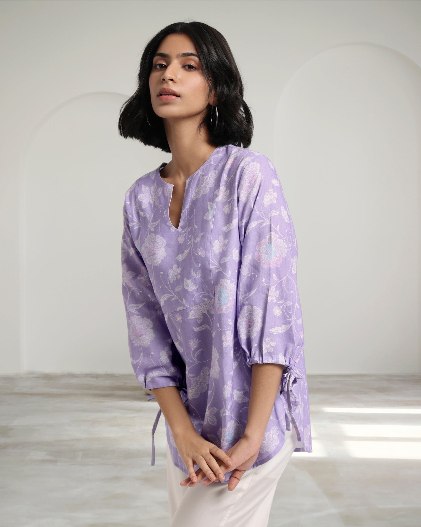 Lavender Bloom Linen Blouse