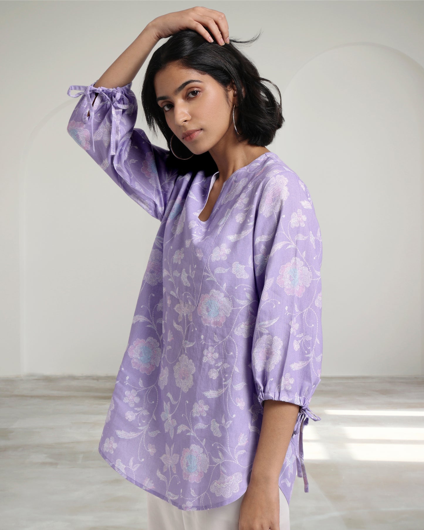 Lavender Bloom Linen Blouse