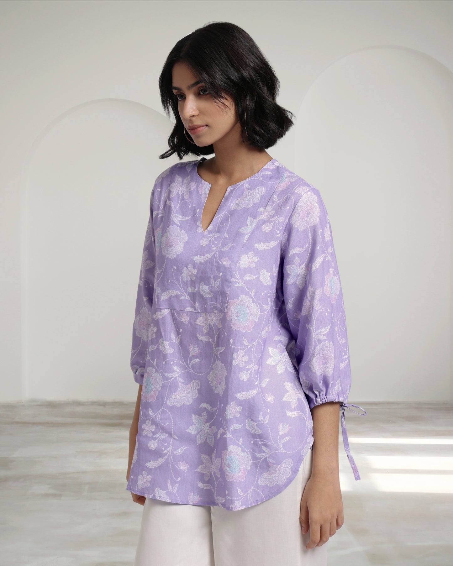Lavender Bloom Linen Blouse