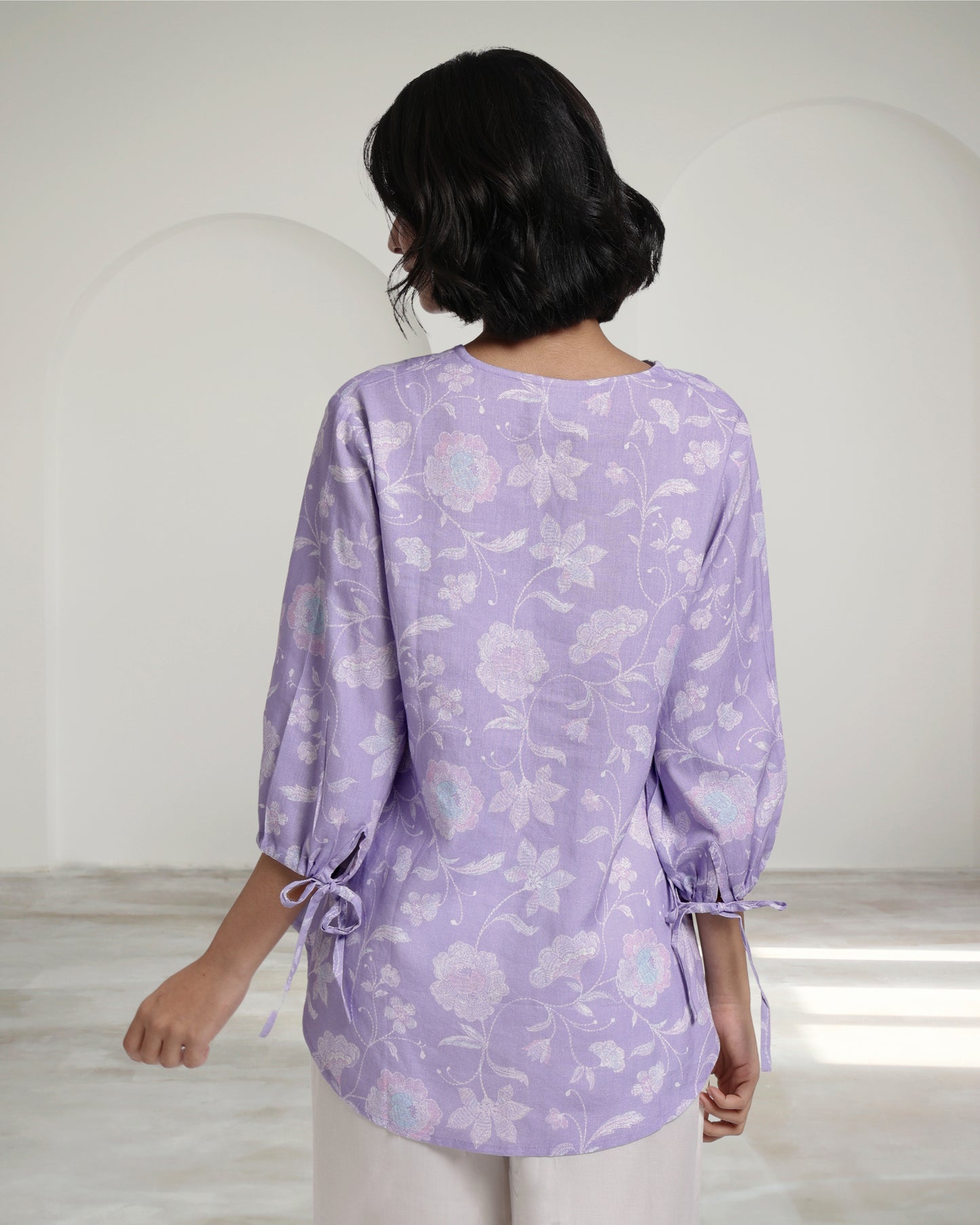 Lavender Bloom Linen Blouse