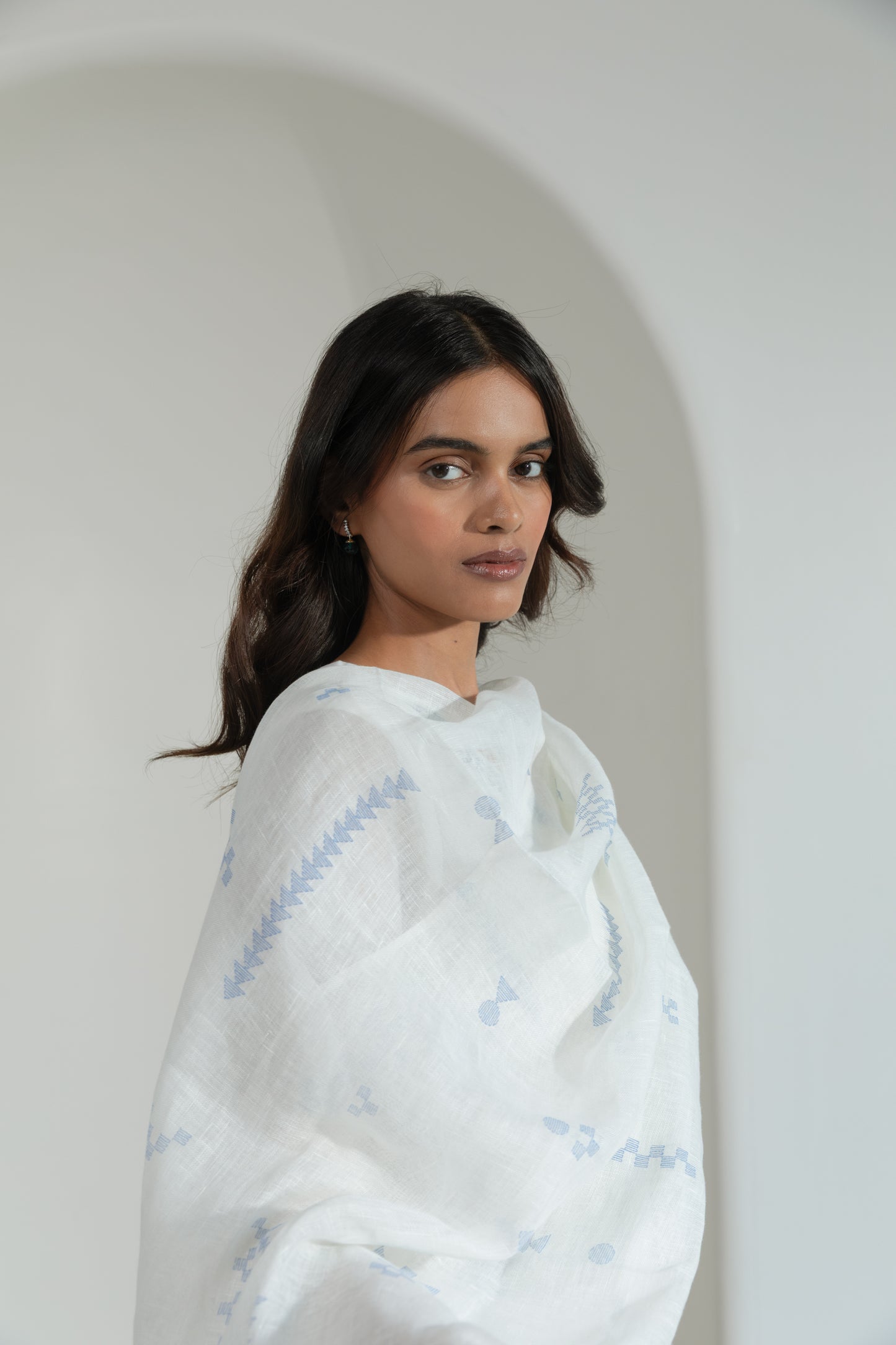 White Embroidered V Neck Kurta Set