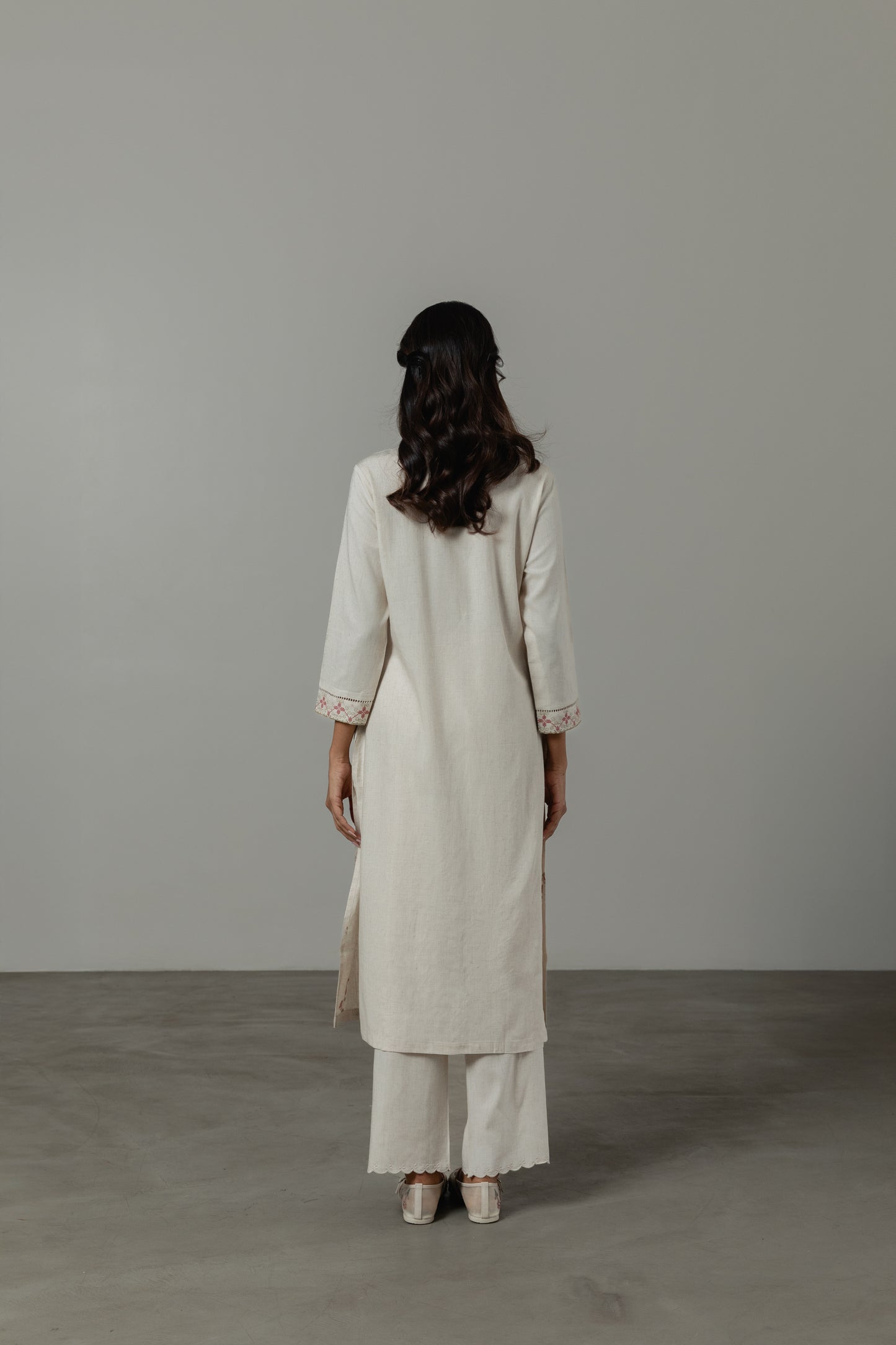 Cross Stitch Natural Linen Kurta Set