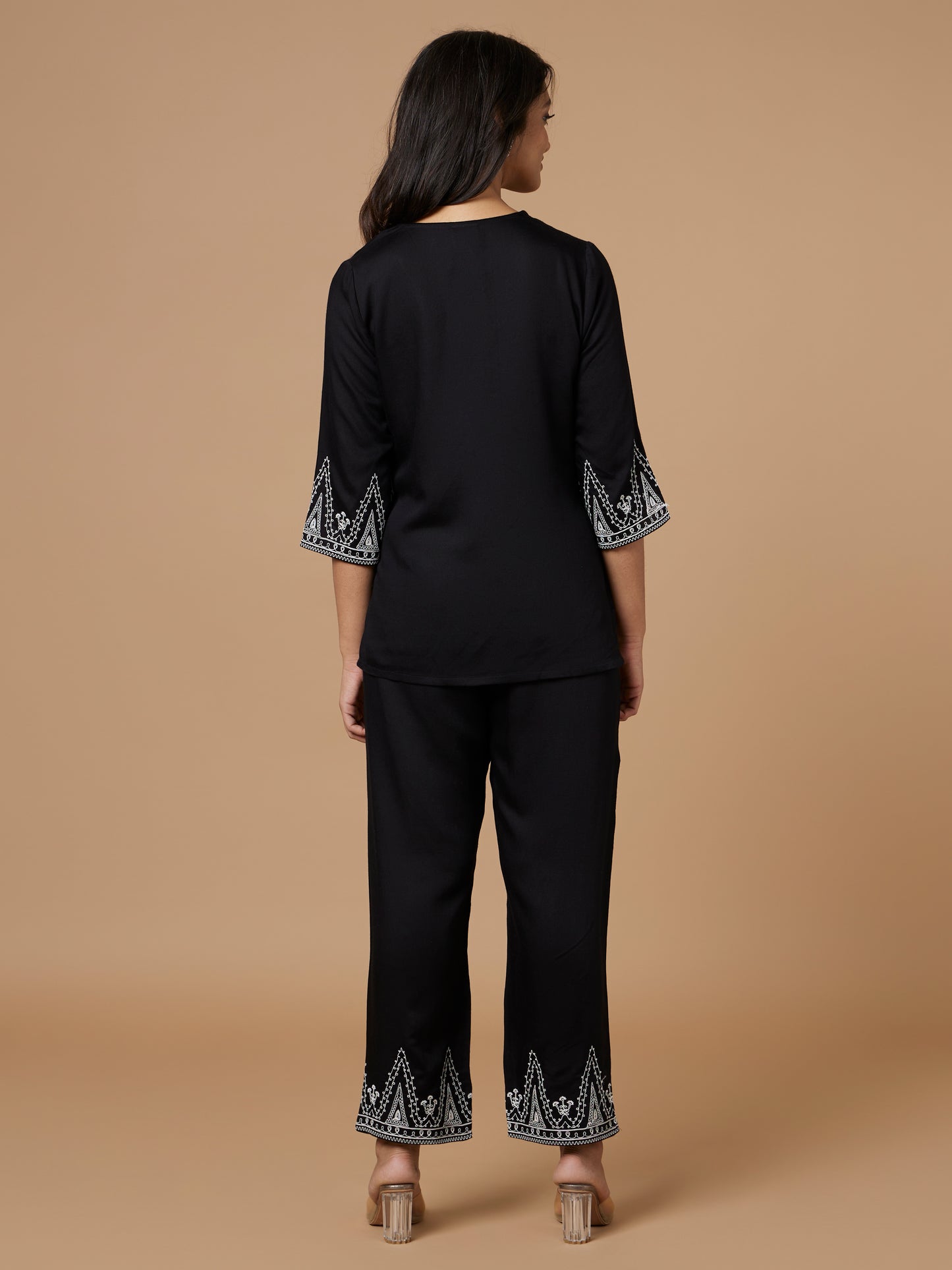 Ecovero Black Embroidered Co-ord Set