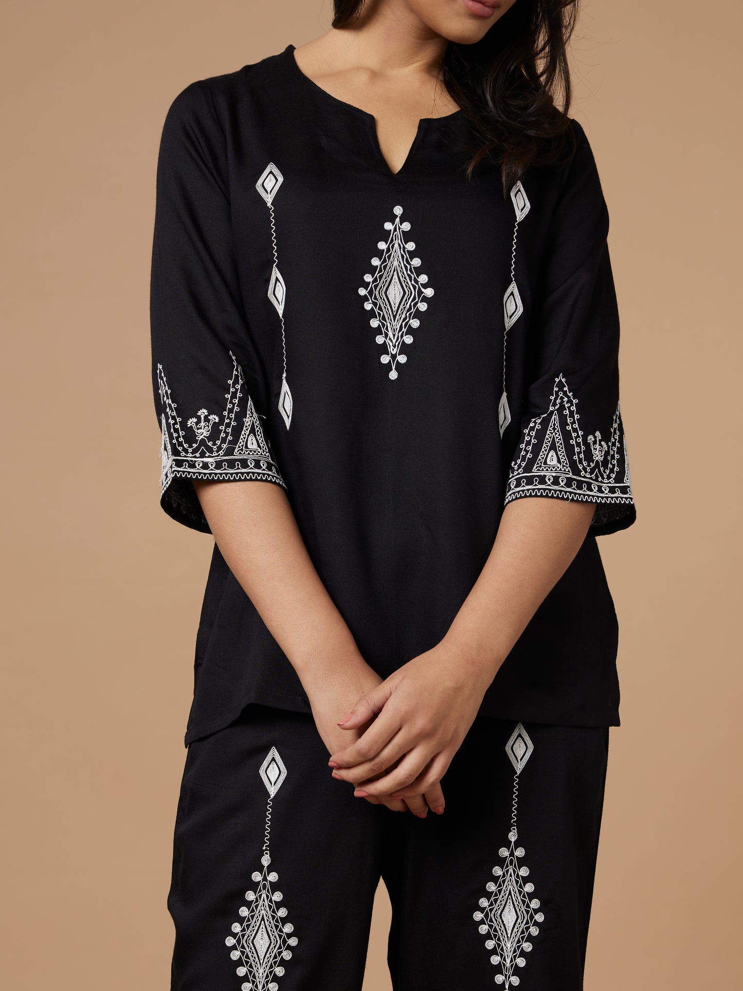Ecovero Black Embroidered Co-ord Set