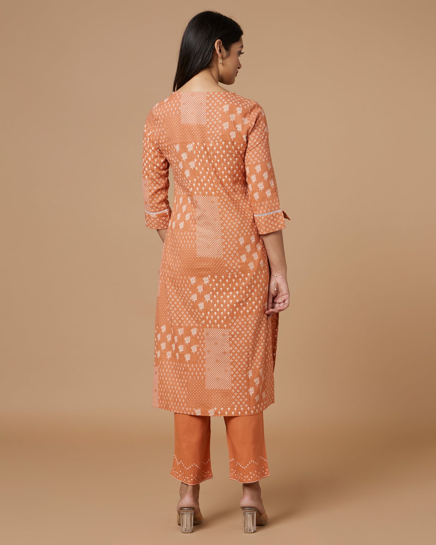 Burnished Red Linen Kurta Set