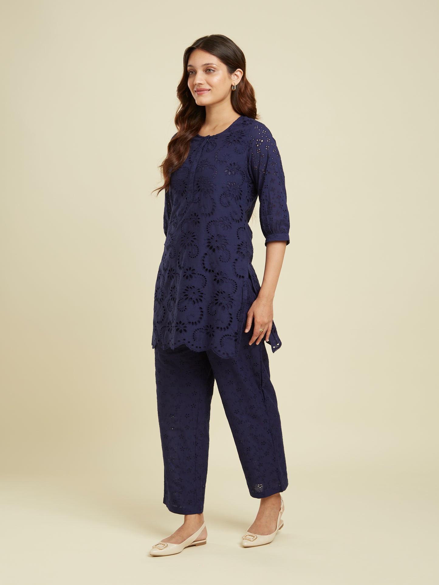 Midnight Sky Cutwork Cotton Co-ord Set