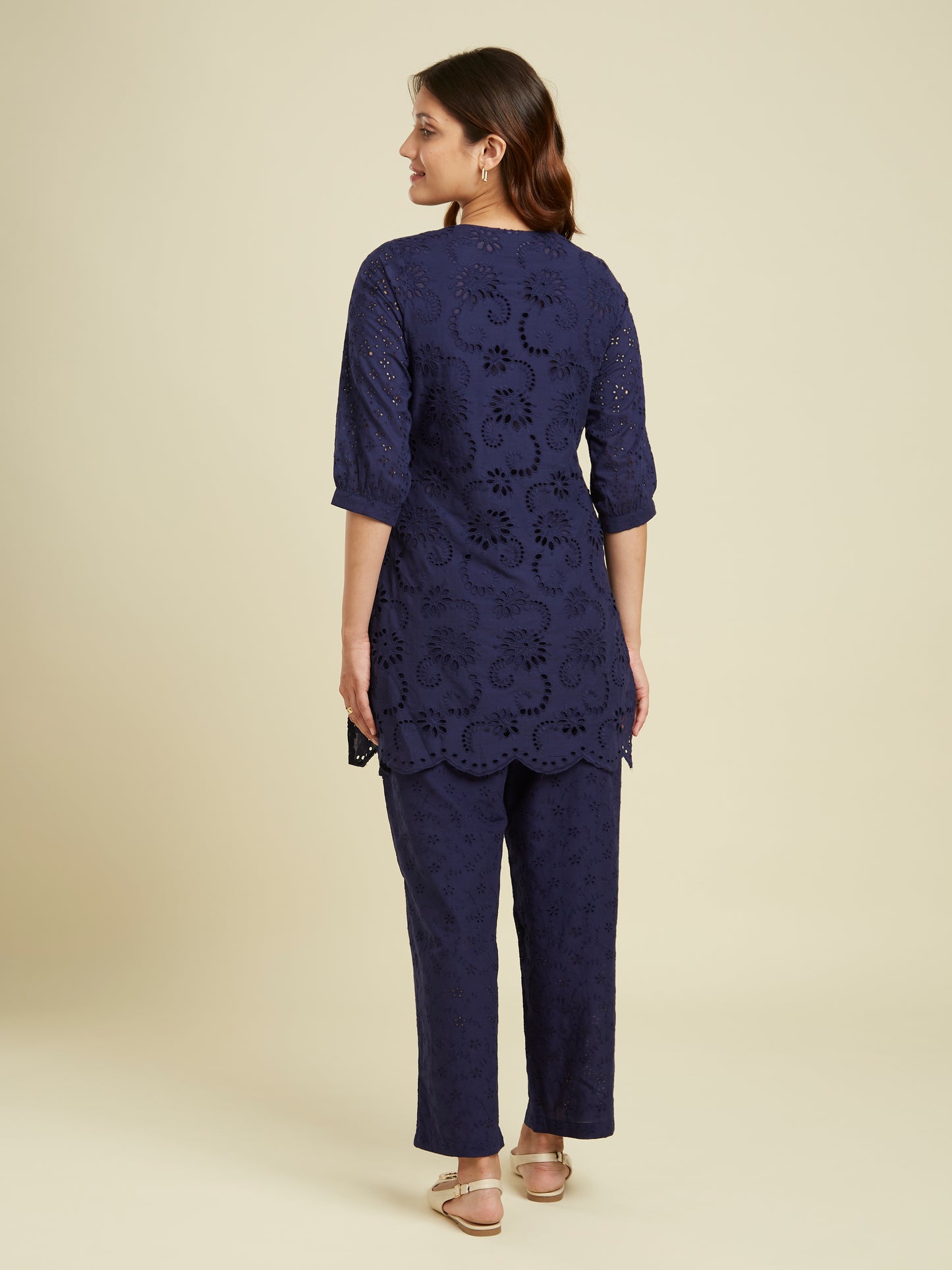 Midnight Sky Cutwork Cotton Co-ord Set