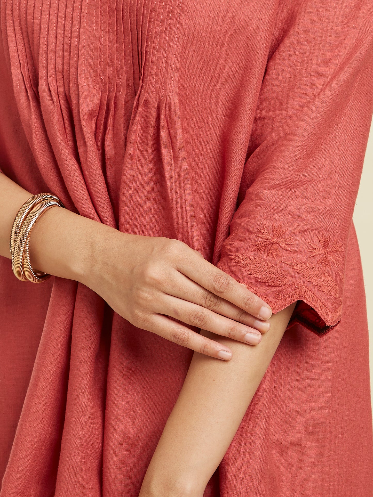 Hand Scalloped Terracotta Linen Co-ord Set