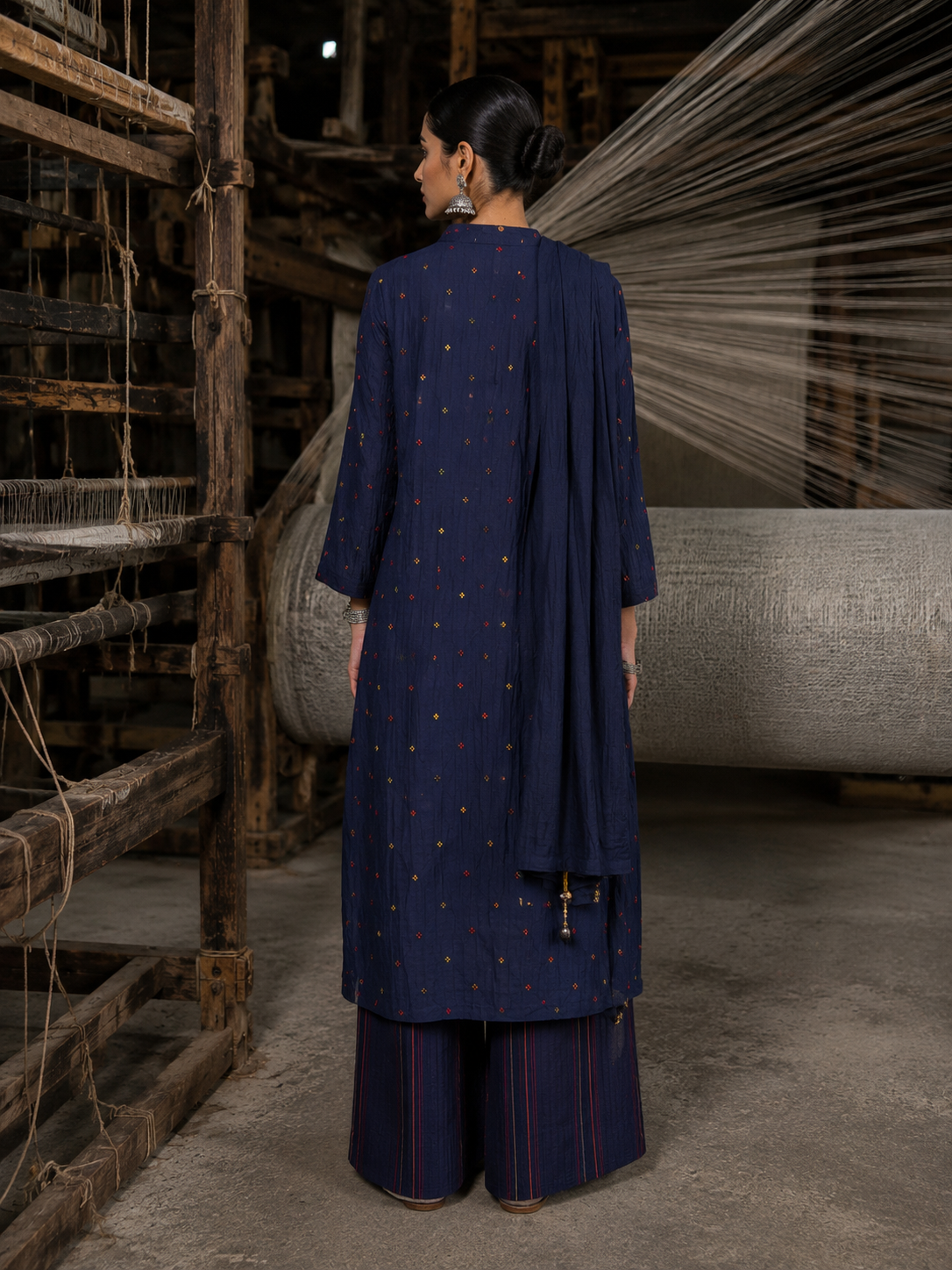 Vegan Silk Blue Kurta Set