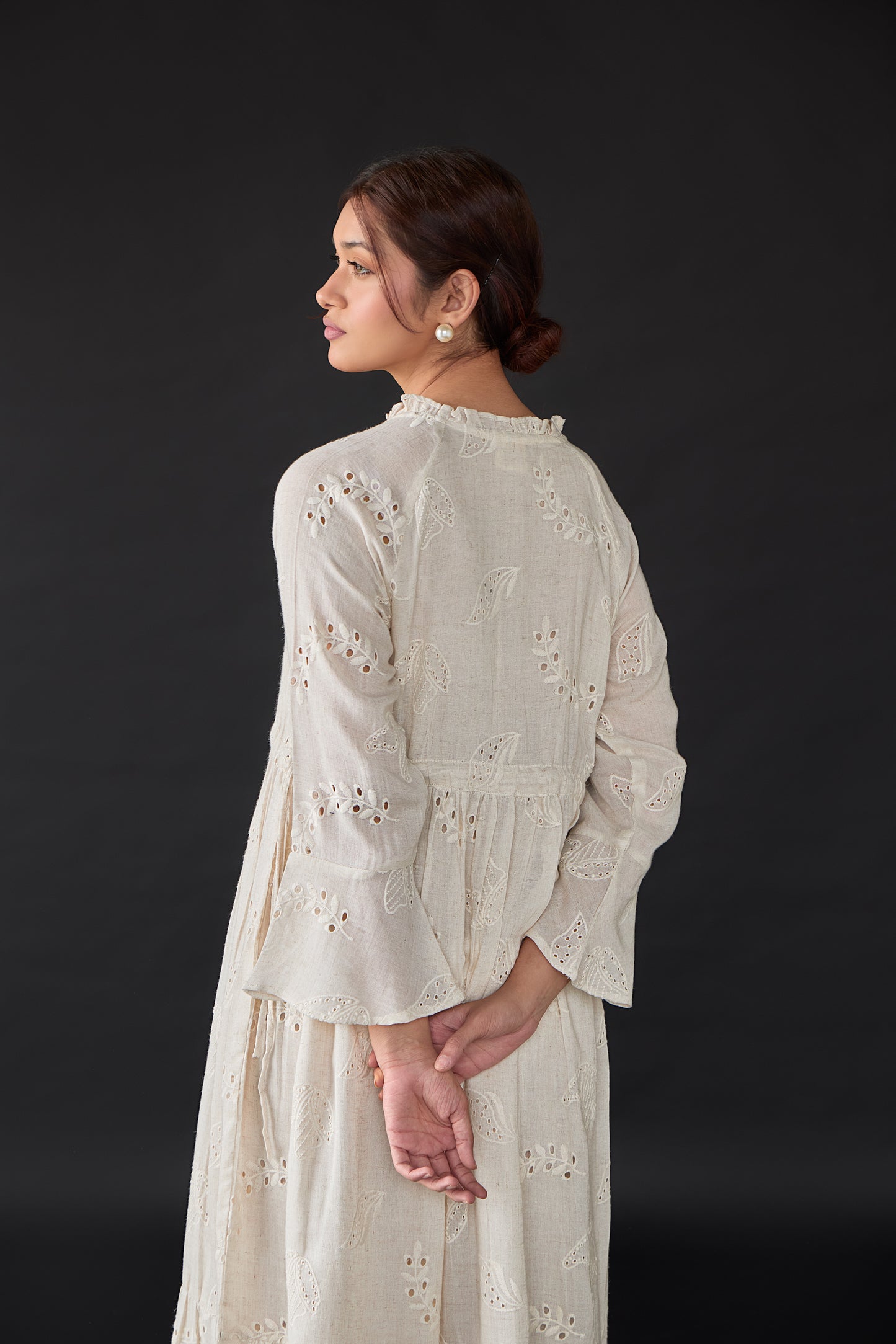Natural Linen Cutwork Schiffli Dress