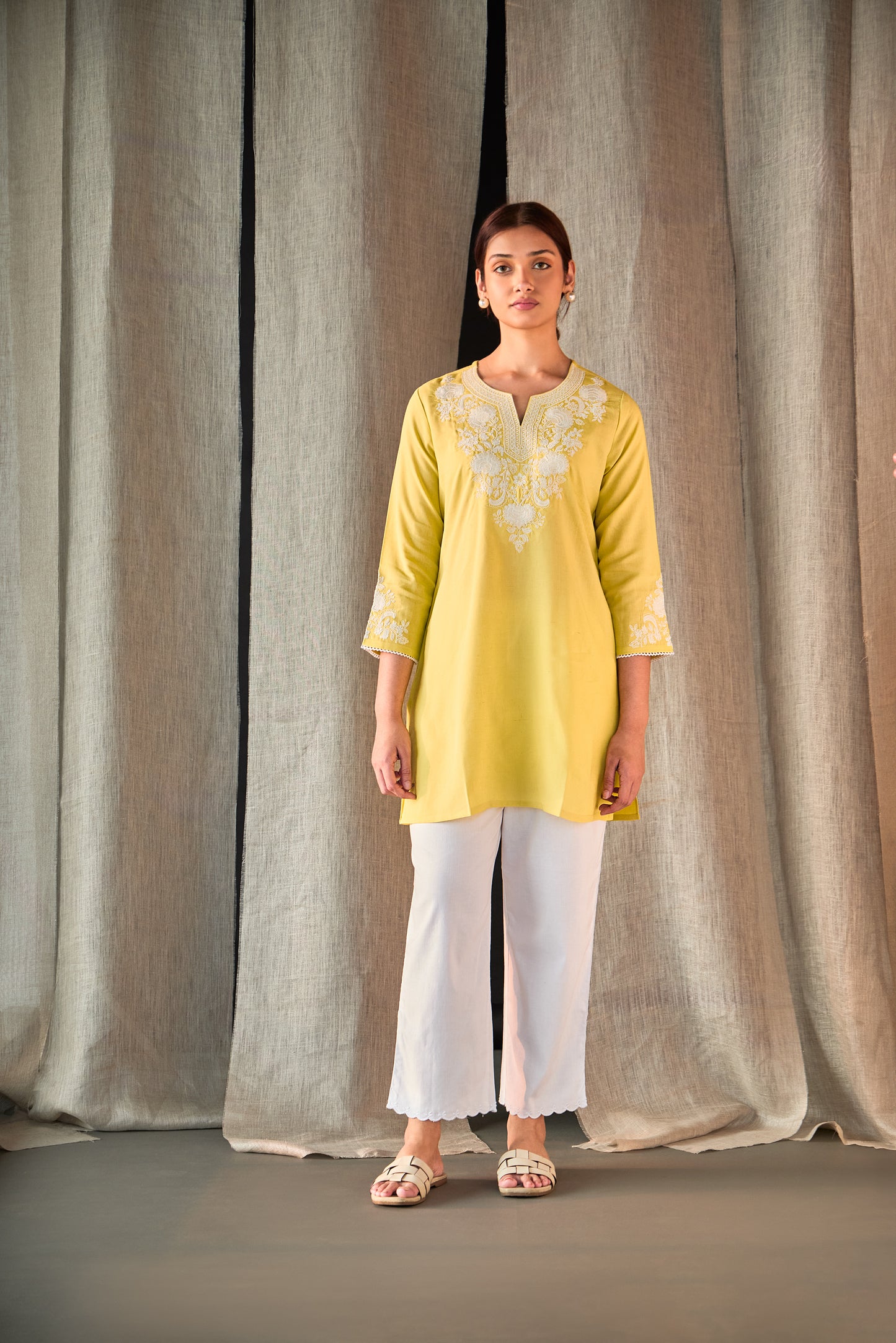 Yellow Yoke Embroidered Co-ord Set