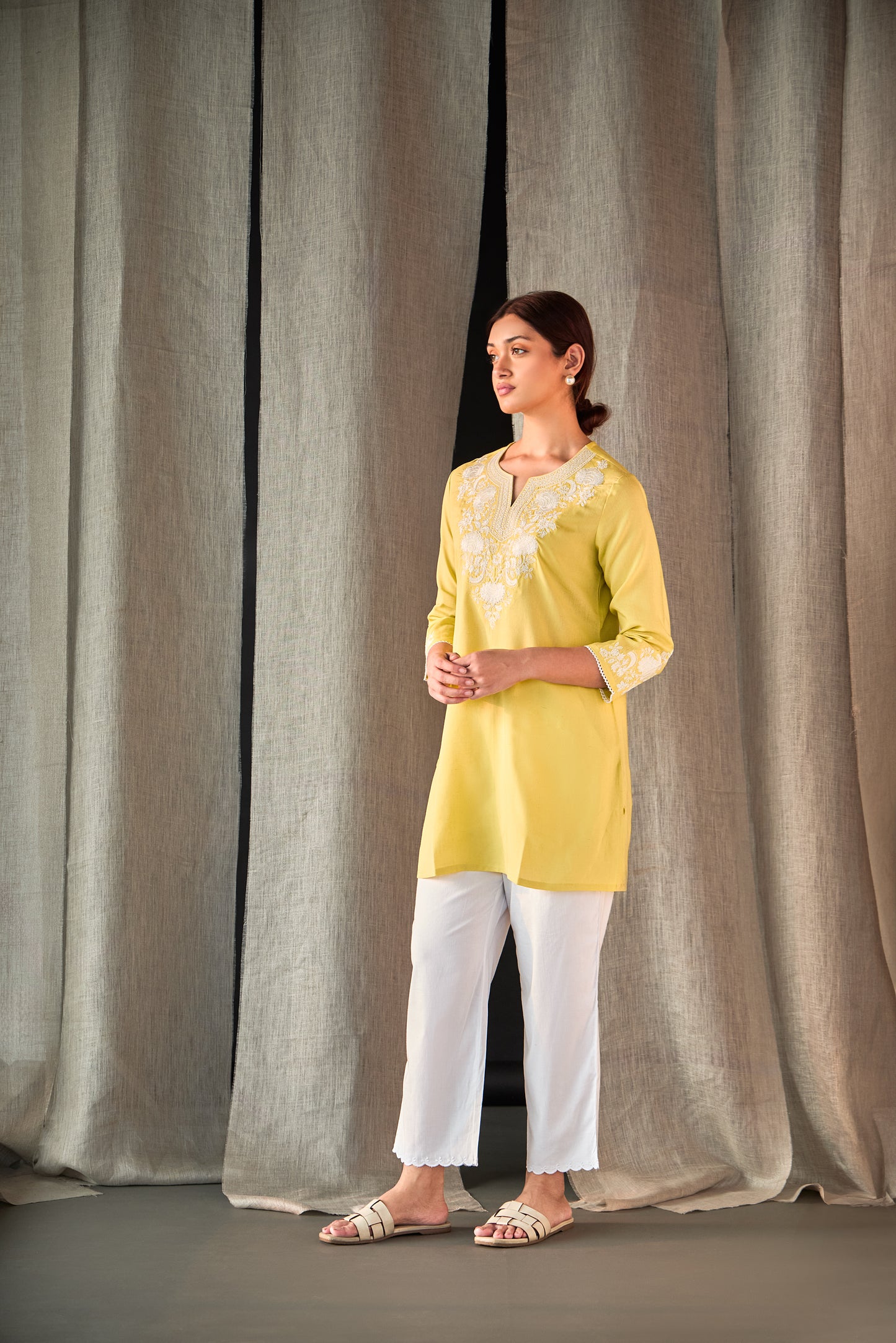 Yellow Yoke Embroidered Co-ord Set