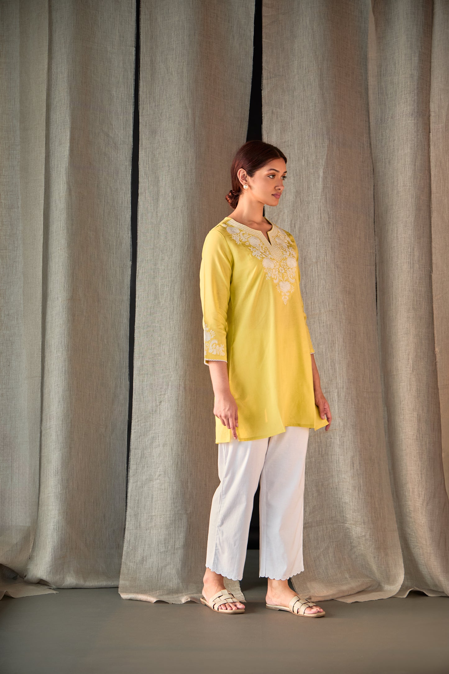 Yellow Yoke Embroidered Co-ord Set