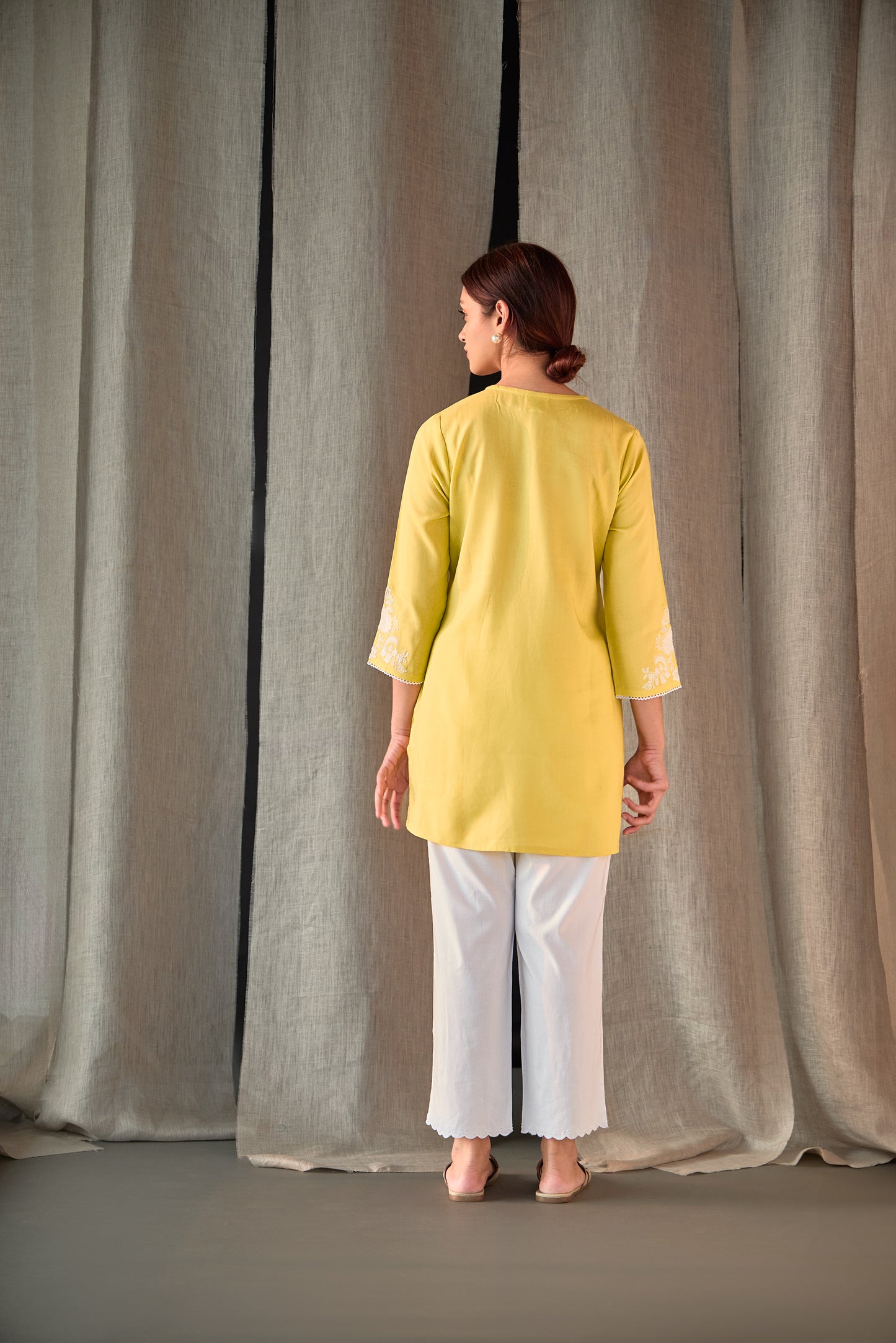Yellow Yoke Embroidered Co-ord Set