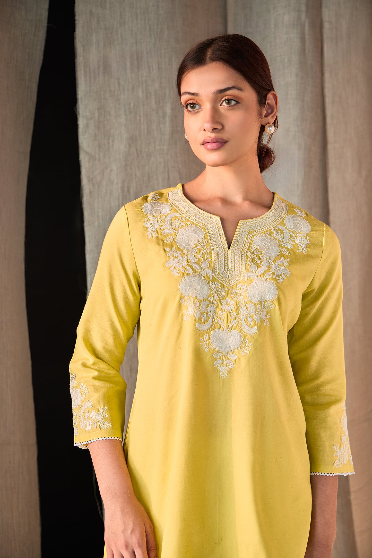 Yellow Yoke Embroidered Co-ord Set