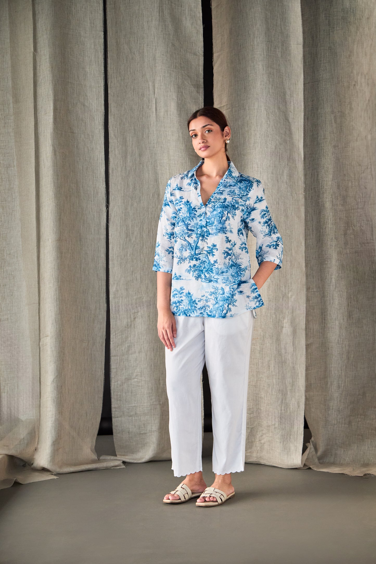 Pure Hemp Forest Shirt-Blue