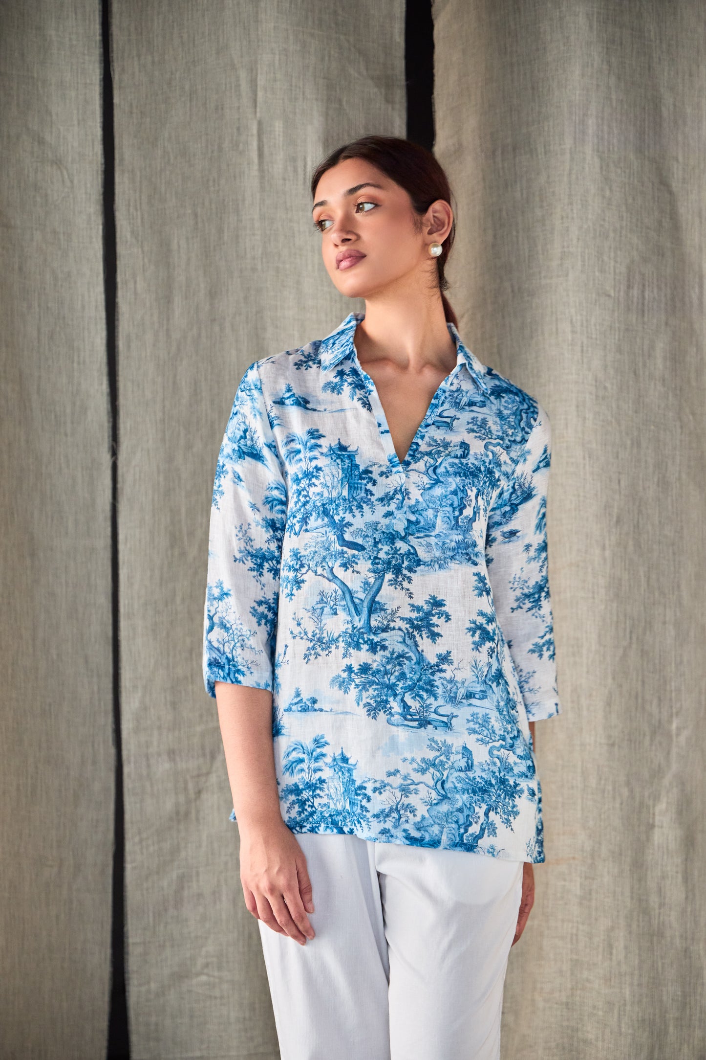 Pure Hemp Forest Shirt-Blue