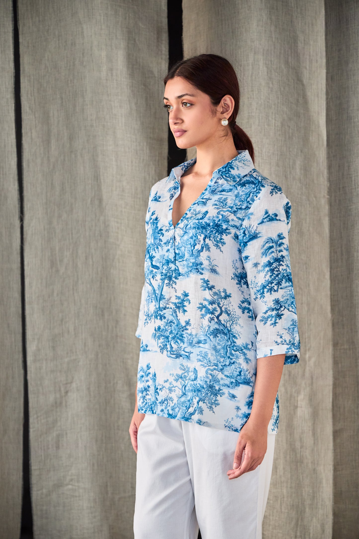 Pure Hemp Forest Shirt-Blue