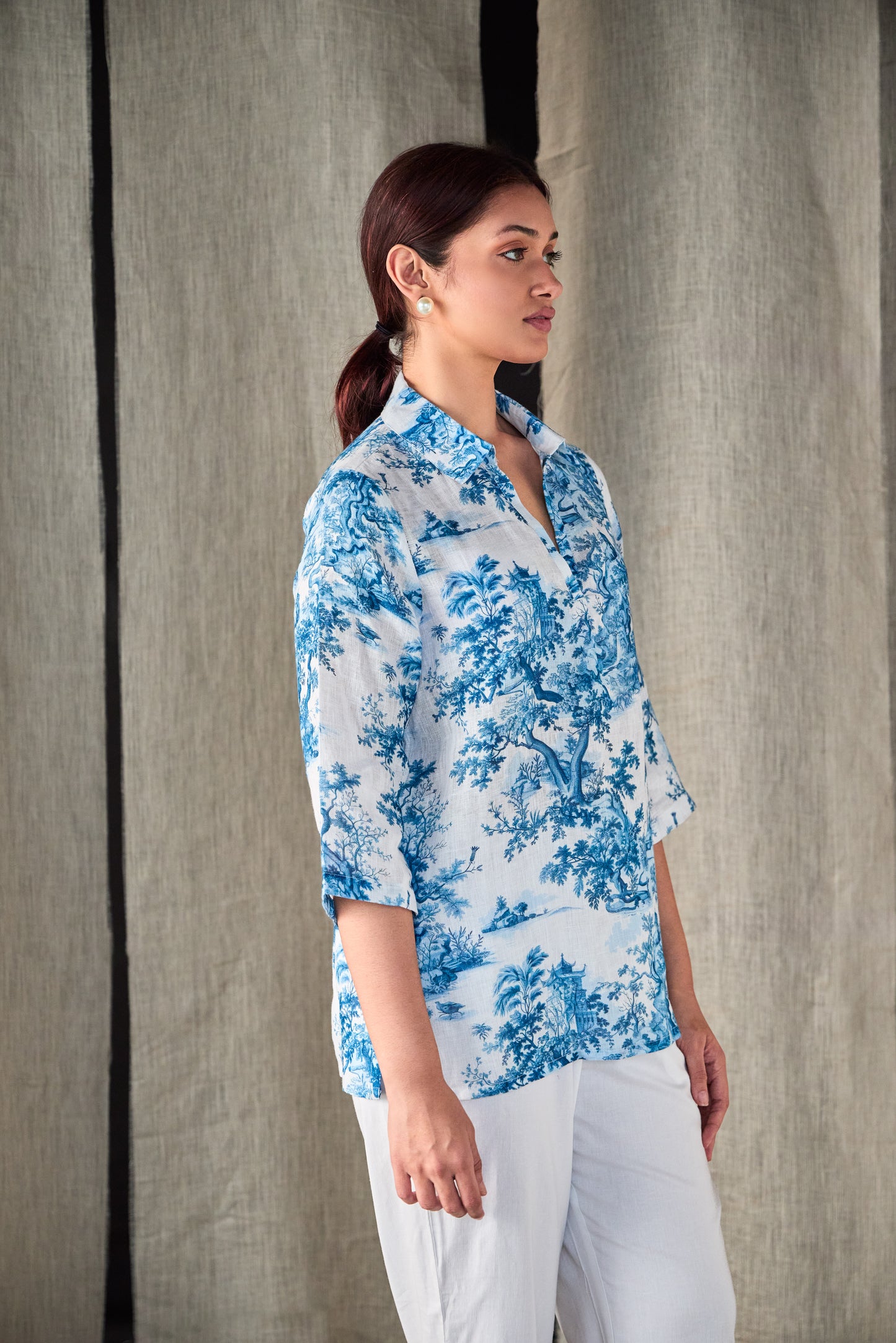 Pure Hemp Forest Shirt-Blue