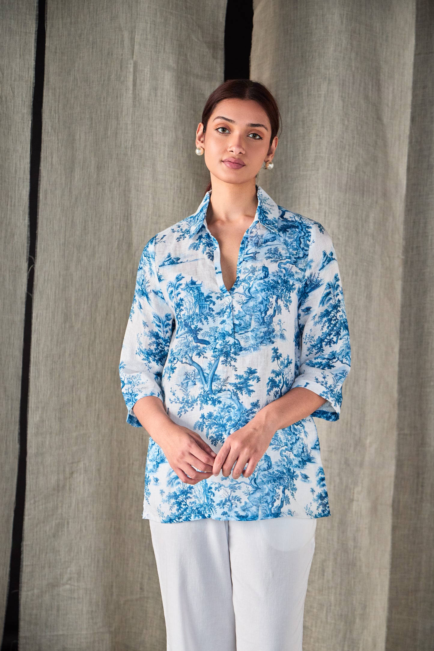 Pure Hemp Forest Shirt-Blue