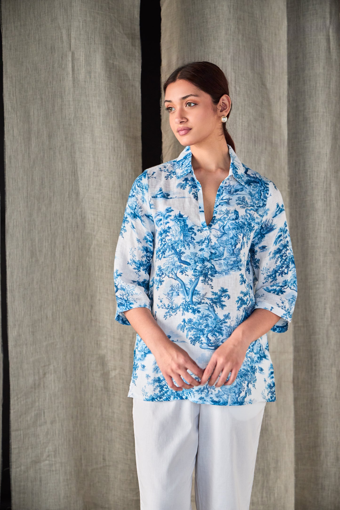 Pure Hemp Forest Shirt-Blue