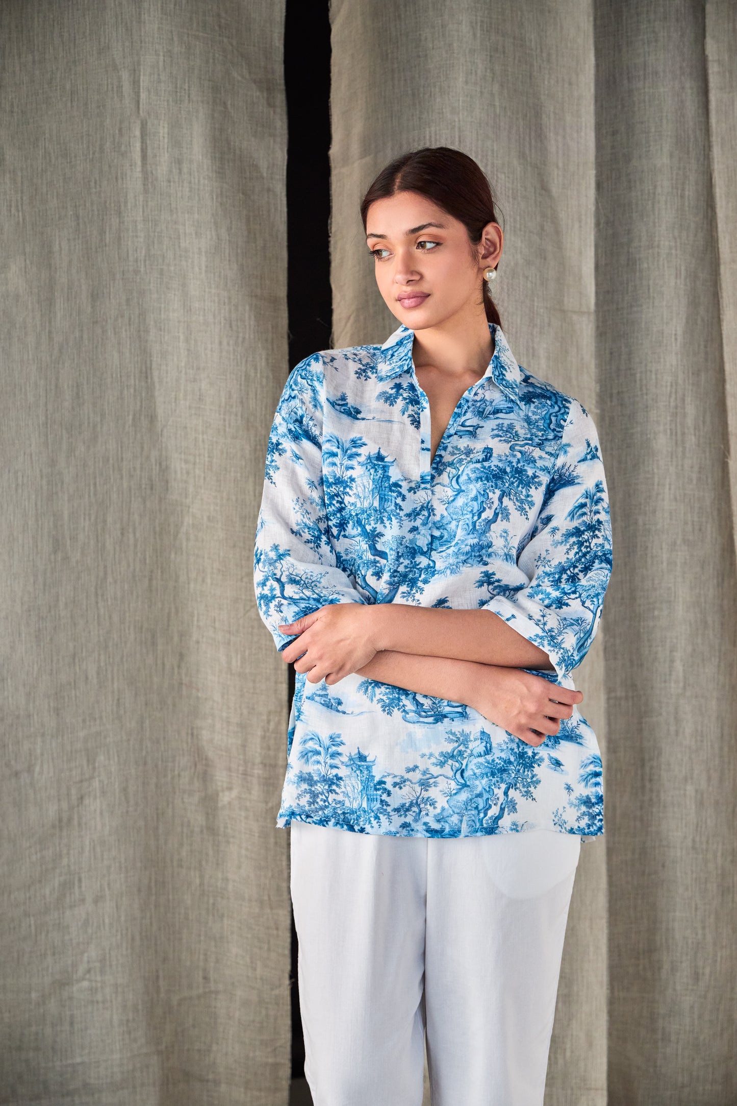 Pure Hemp Forest Shirt-Blue