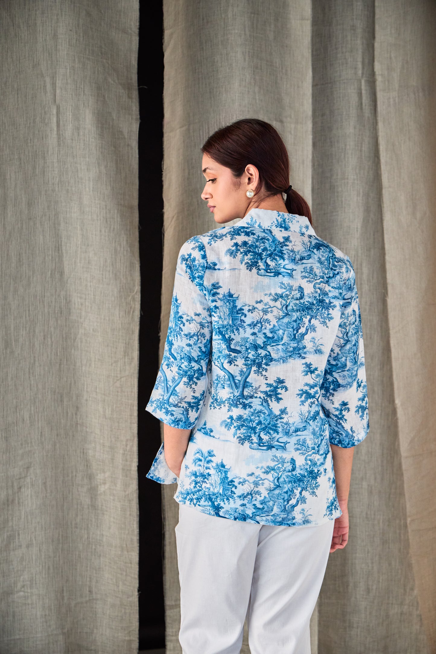 Pure Hemp Forest Shirt-Blue