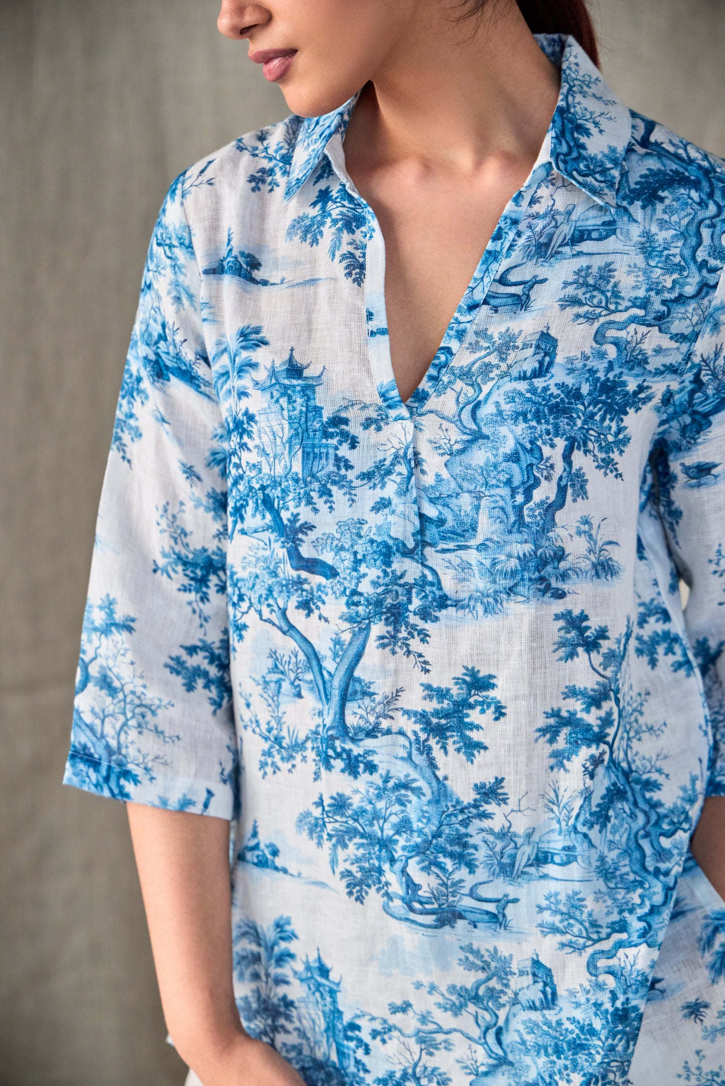 Pure Hemp Forest Shirt-Blue