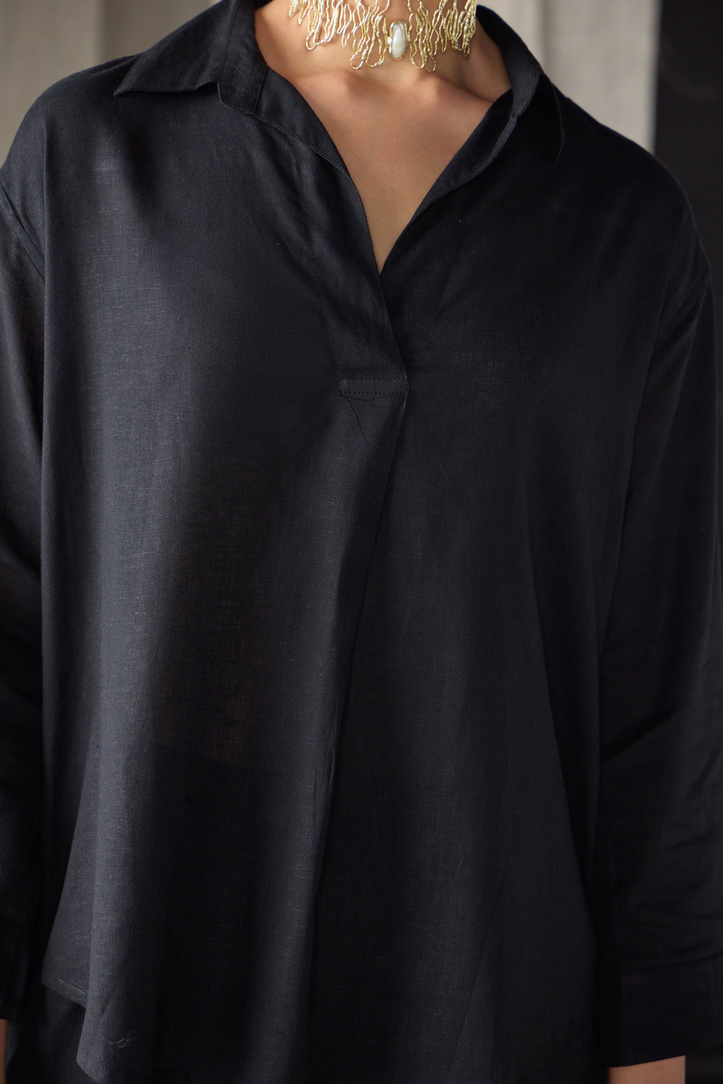 Black Linen Co-ord Set
