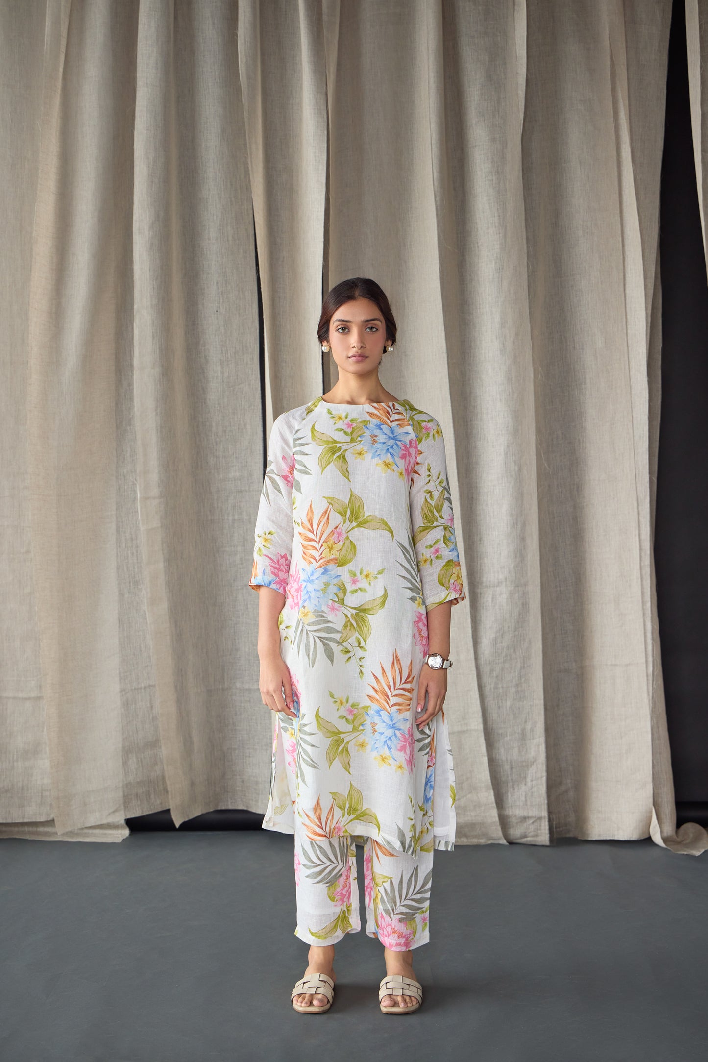 Garden Lullaby Pure Hemp Floral Kurta Set