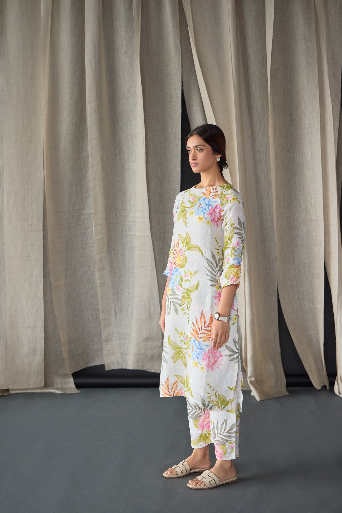 Garden Lullaby Pure Hemp Floral Kurta Set