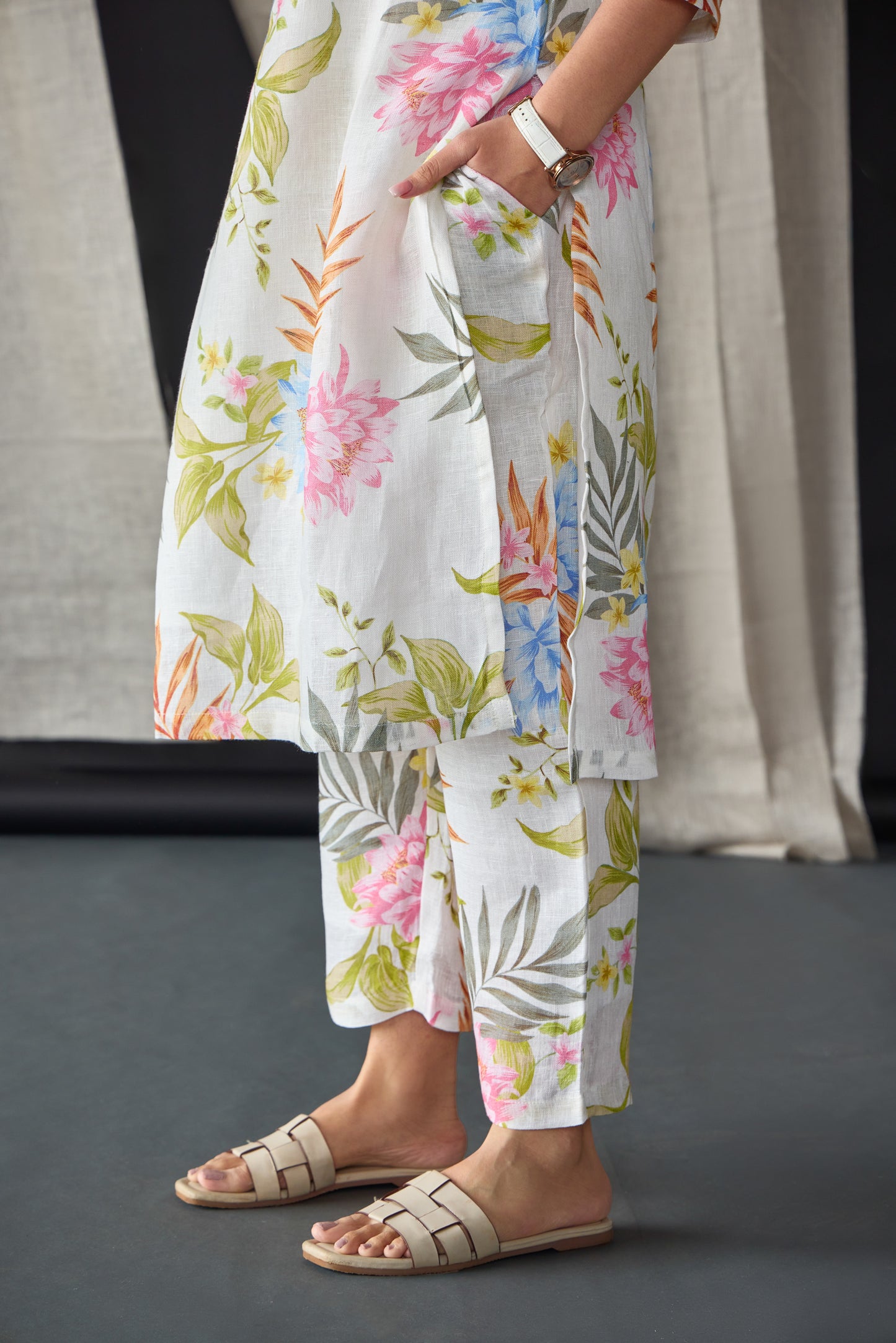 Garden Lullaby Pure Hemp Floral Kurta Set
