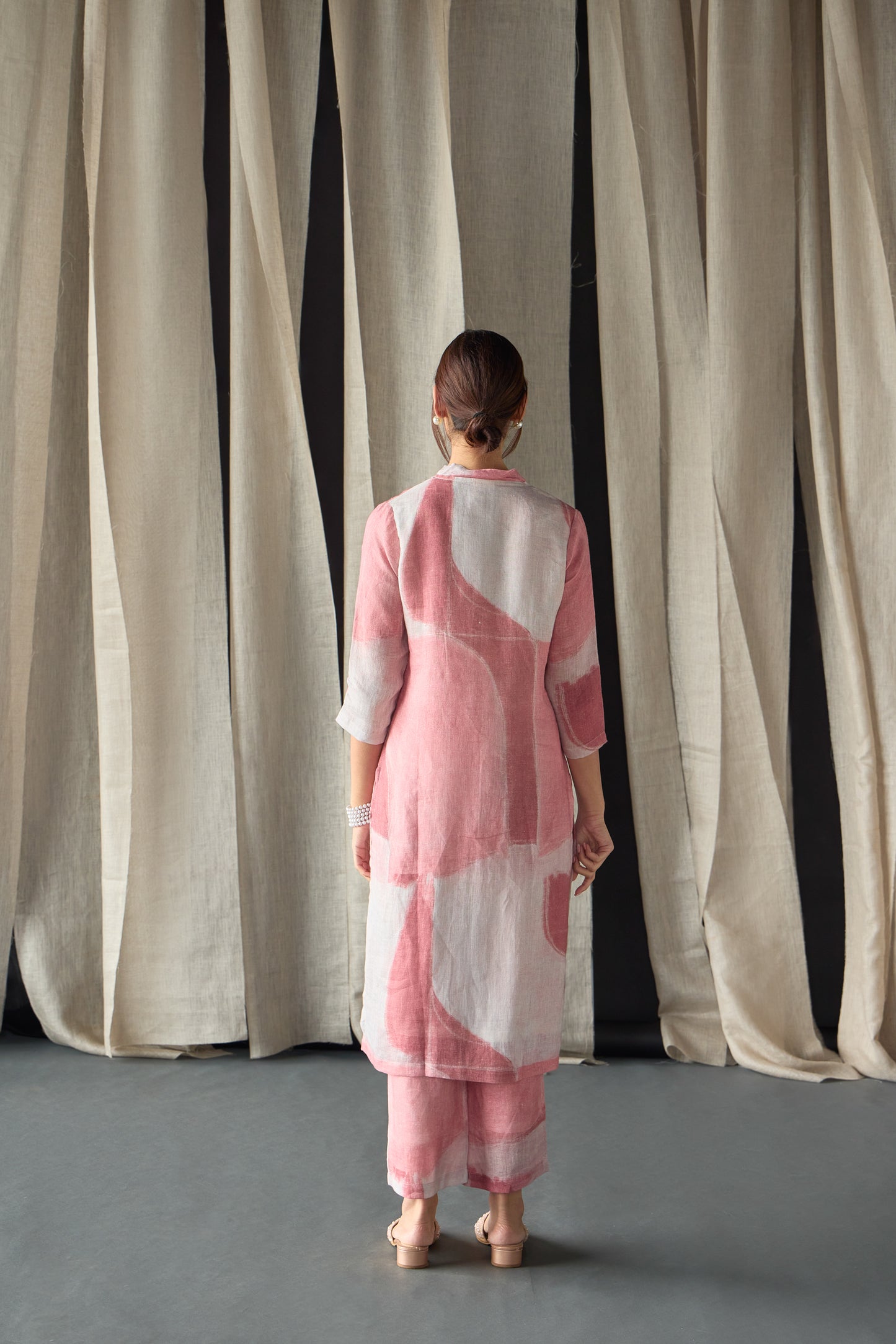 Pure Hemp Kurta Set-Pink