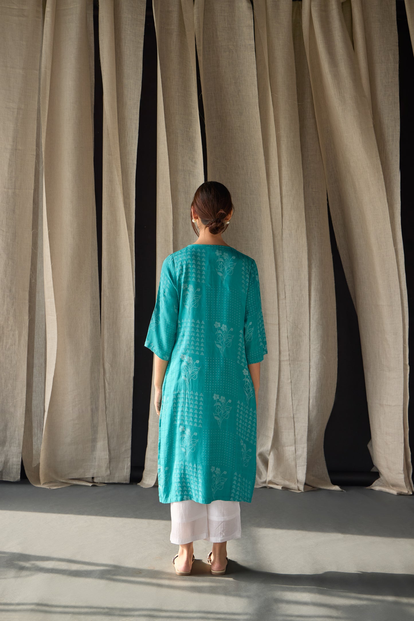 Blue Ecovero Jacquard Kurta