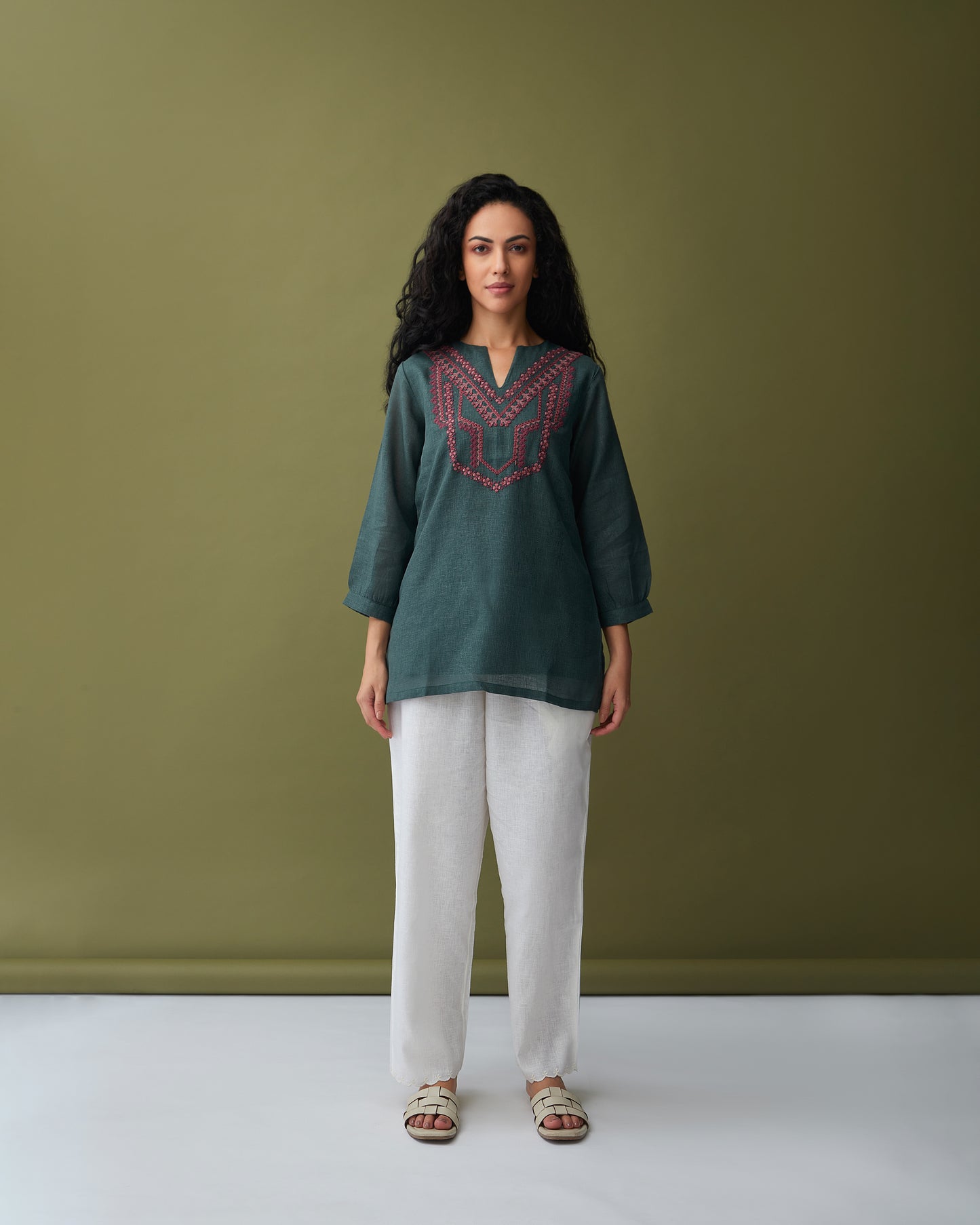 Karigiri Olive Linen Tunic