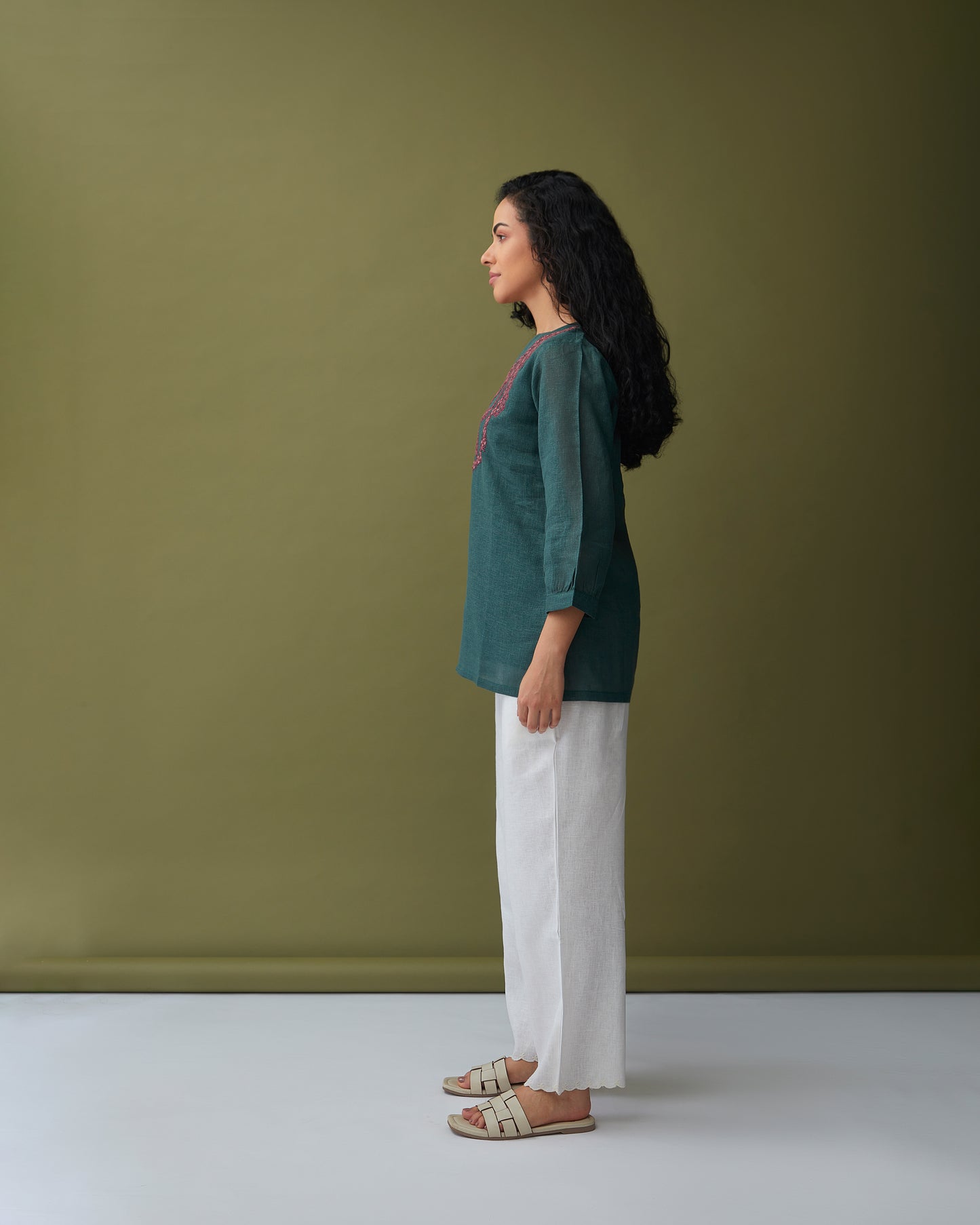 Karigiri Olive Linen Tunic