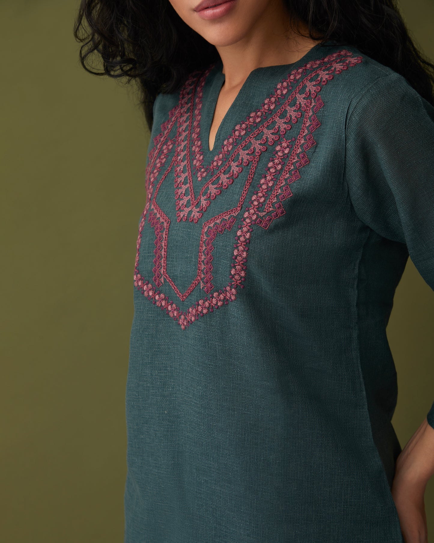 Karigiri Olive Linen Tunic