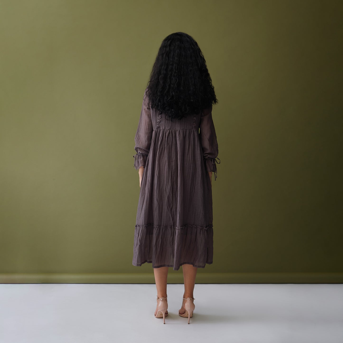 Vegan Cupro Crinkle Grey Dress
