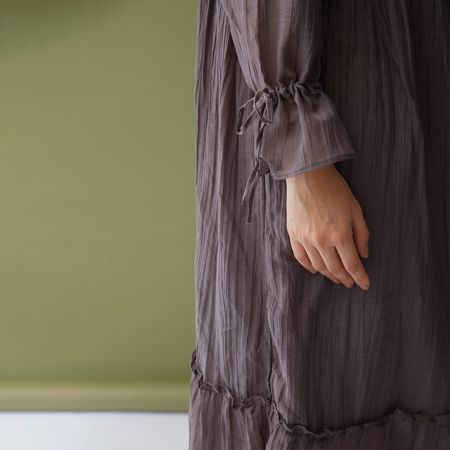 Vegan Cupro Crinkle Grey Dress