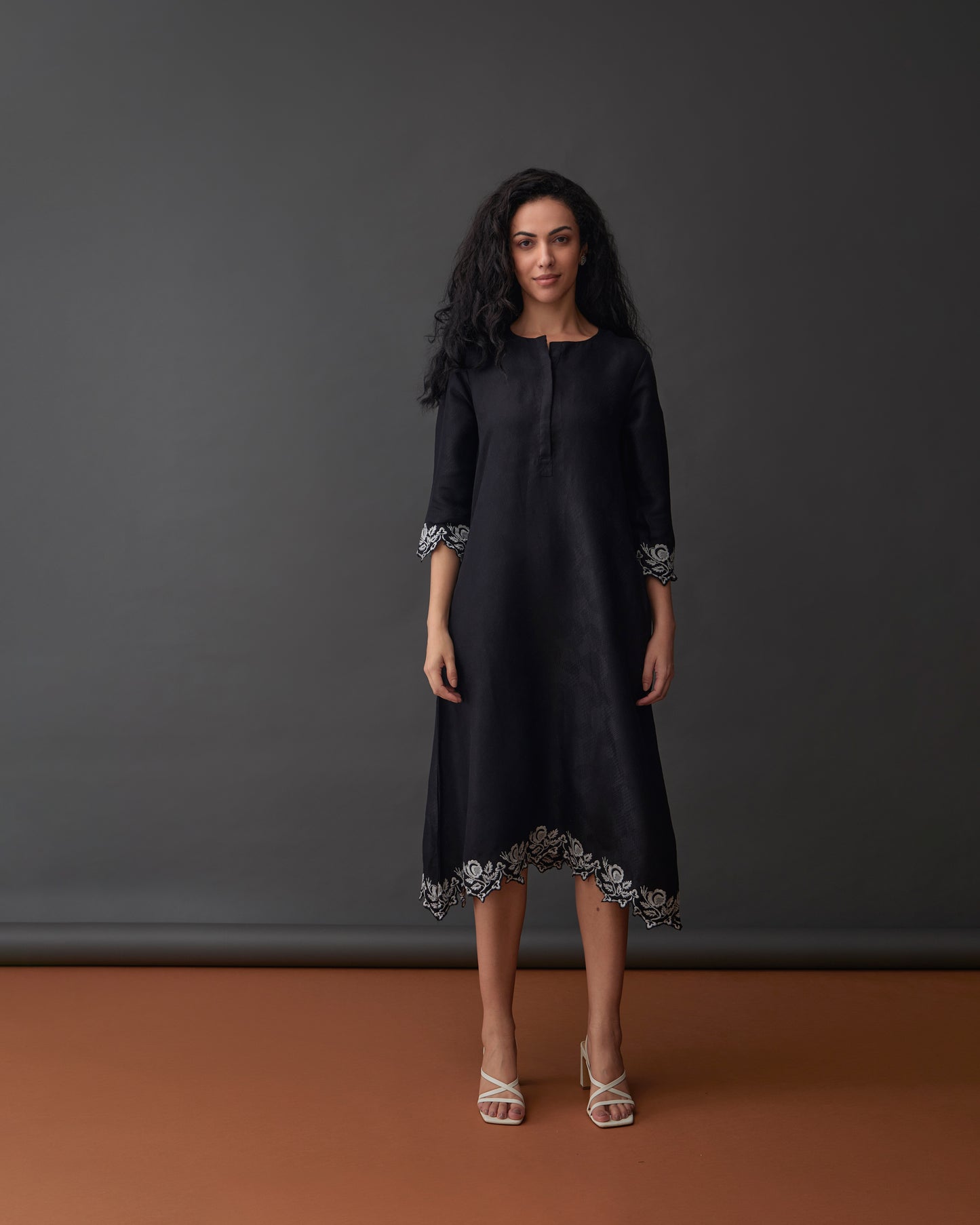 Hand Scalloped Jacquard Dress