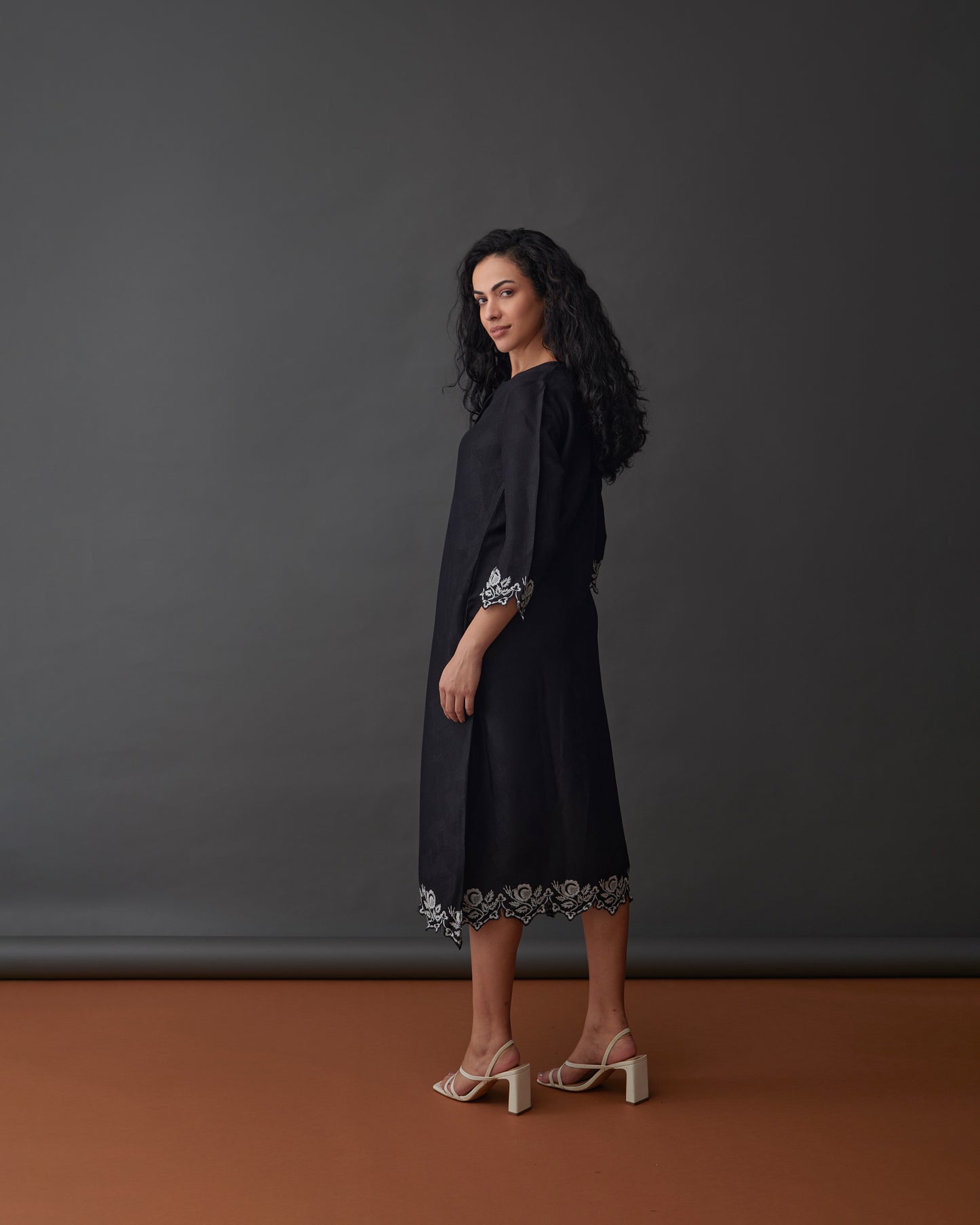Hand Scalloped Jacquard Dress