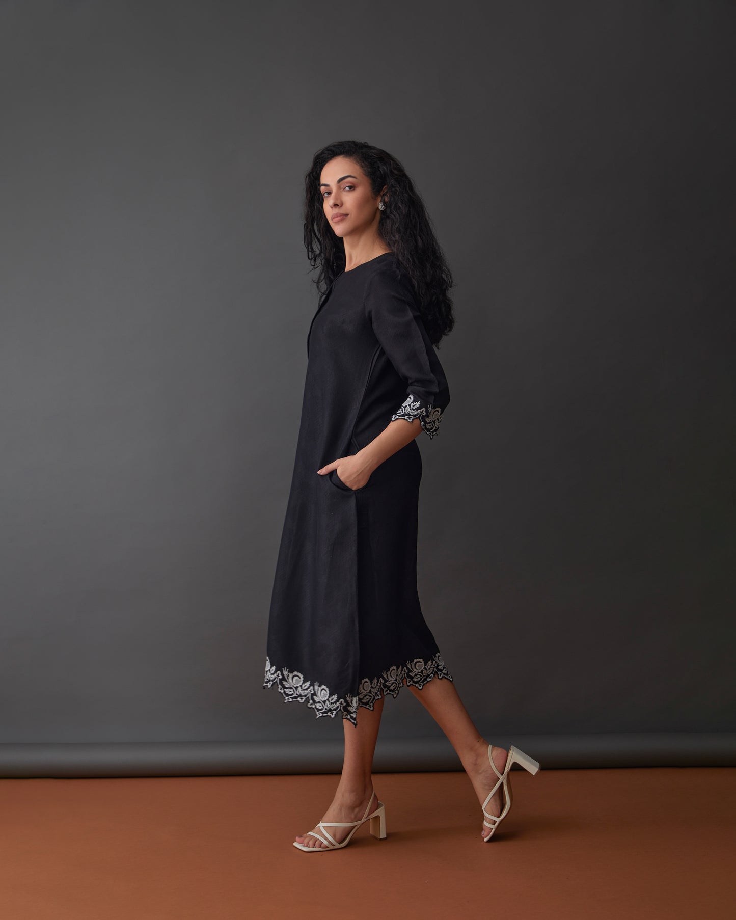 Hand Scalloped Jacquard Dress