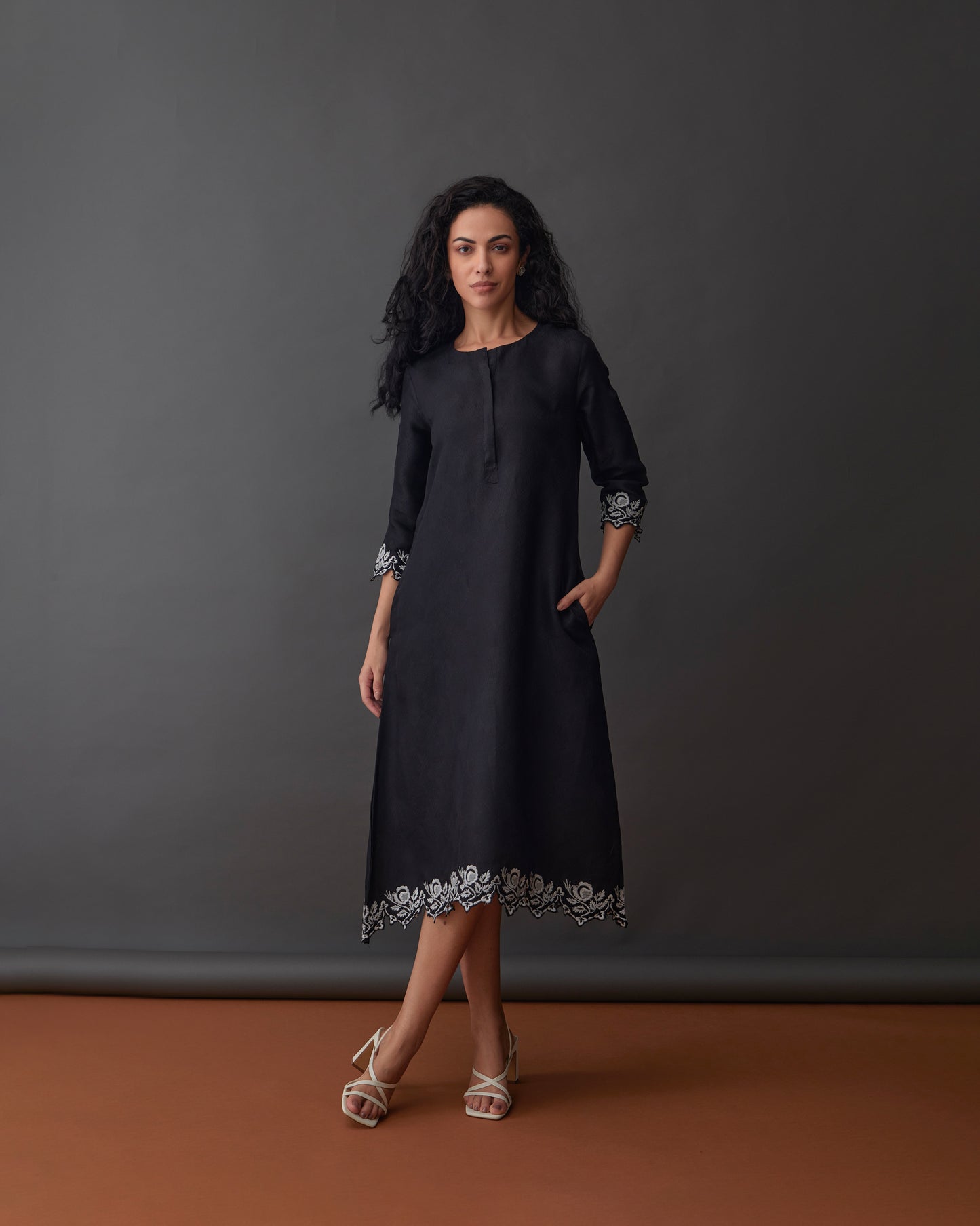 Hand Scalloped Jacquard Dress