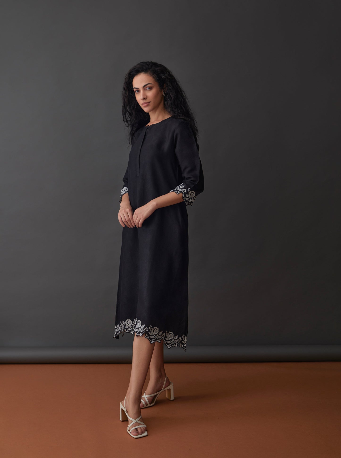 Hand Scalloped Jacquard Dress