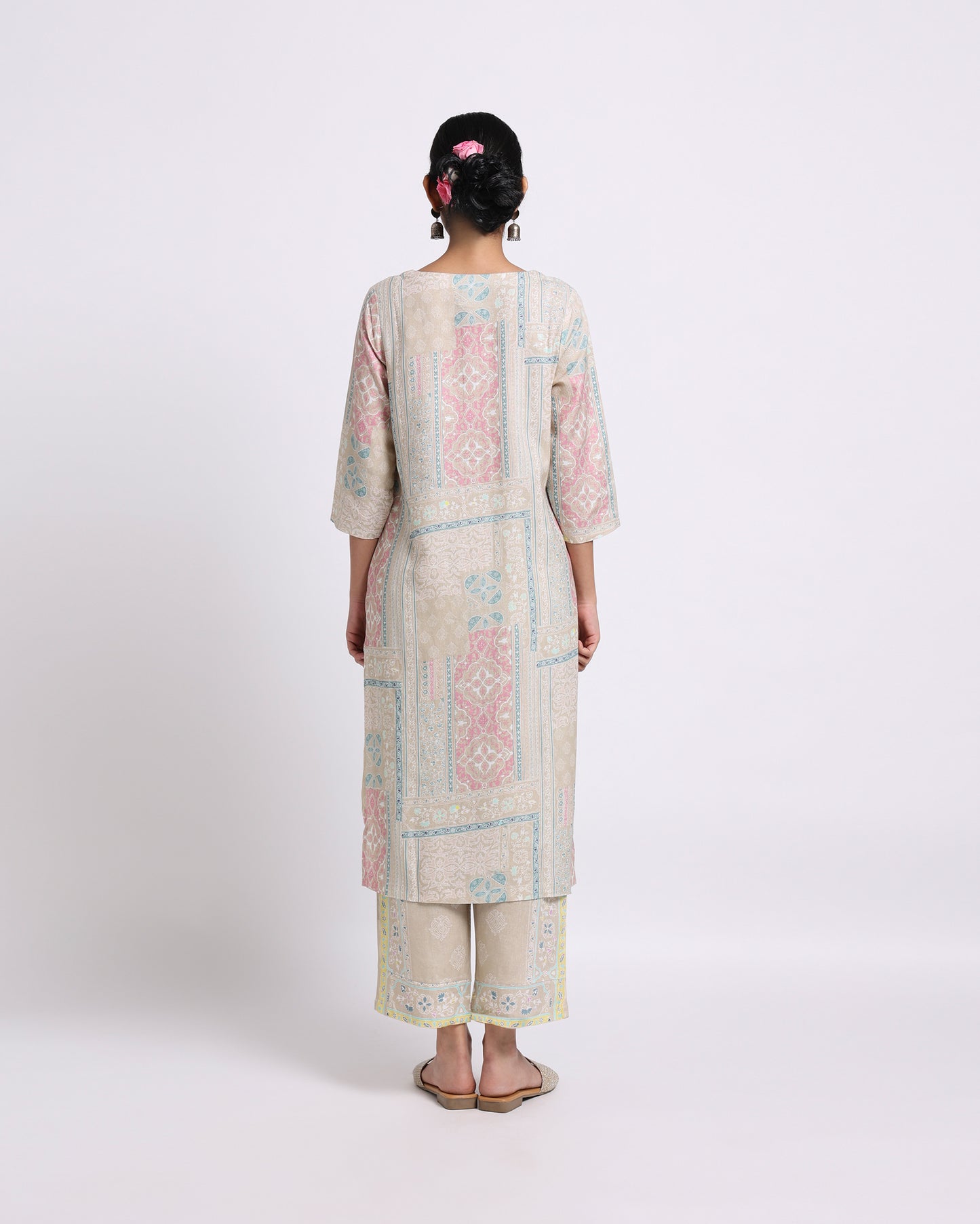 Beige Grace Linen Kurta Set
