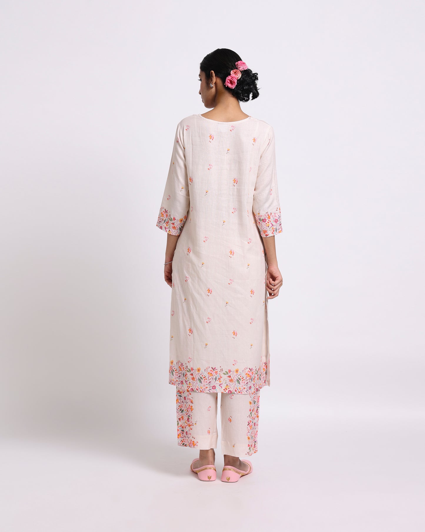 Cream Linen Kurta Set