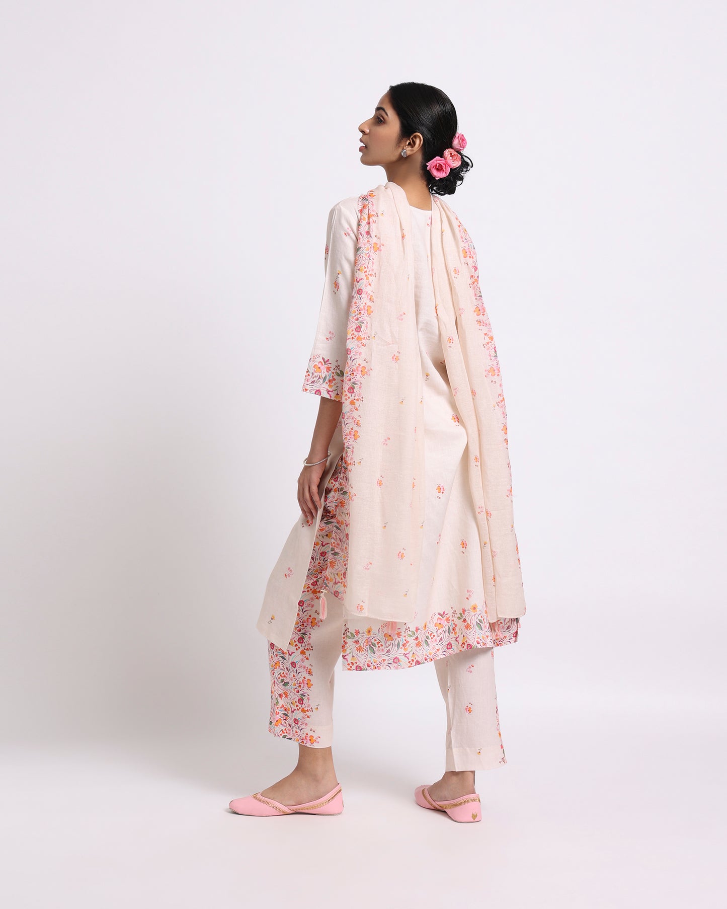 Cream Linen Kurta Set