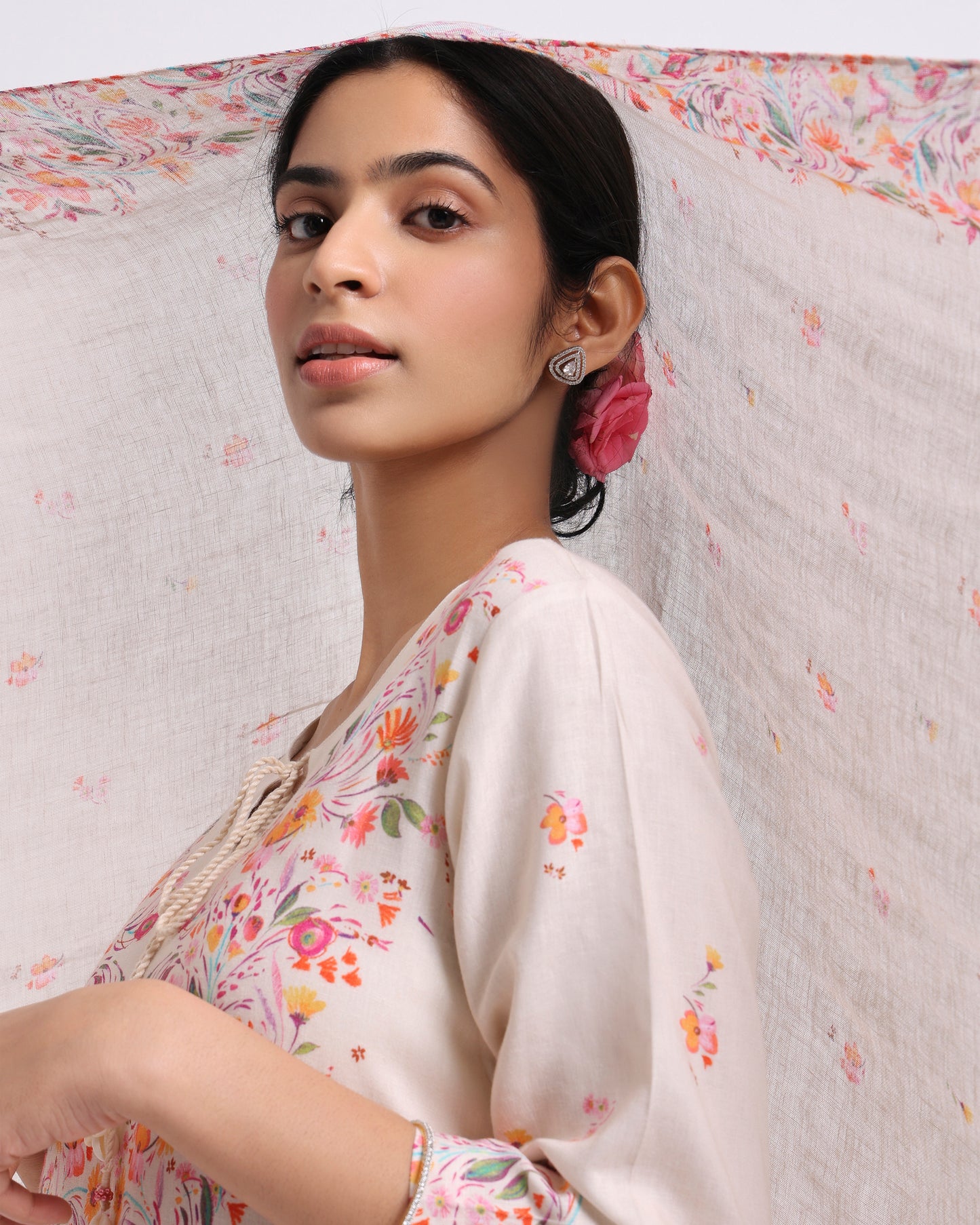 Cream Linen Kurta Set
