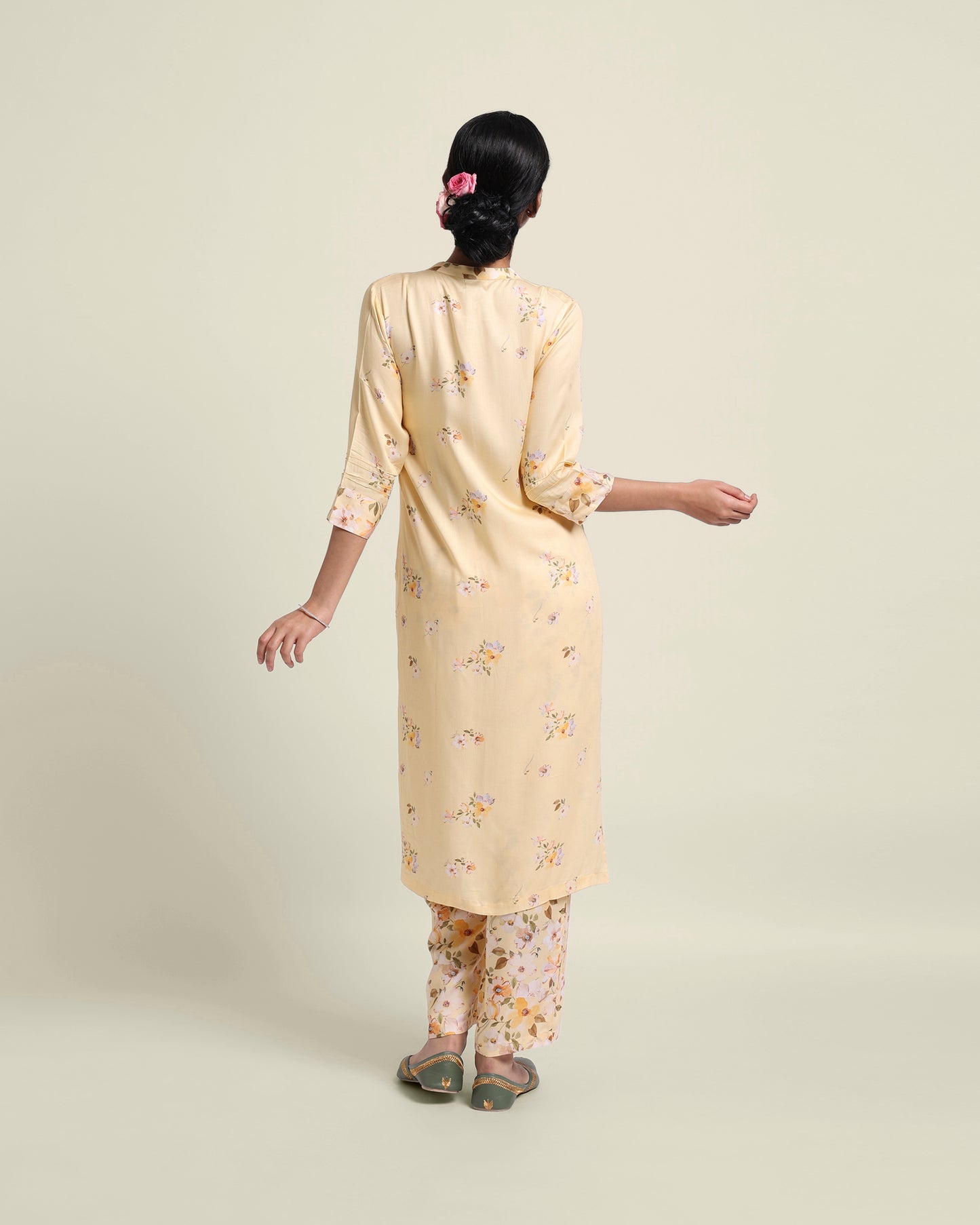 Butter Smocked Floral Kurta Set